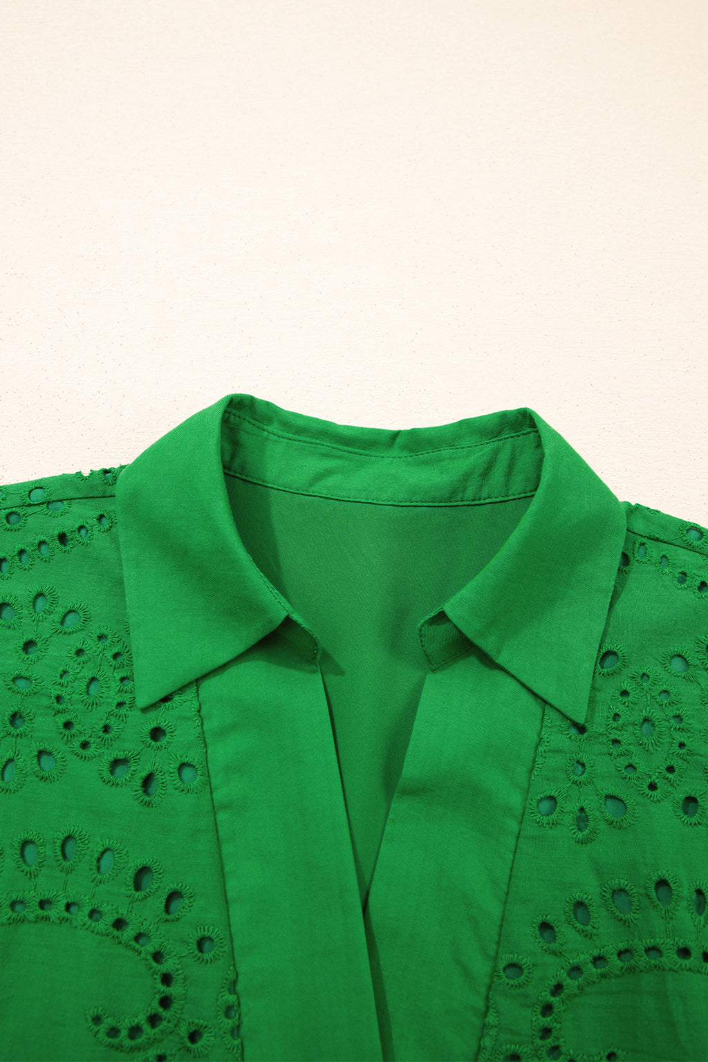 White & Green Eyelet Embroidered Short Sleeve T-Shirt Mini Dress