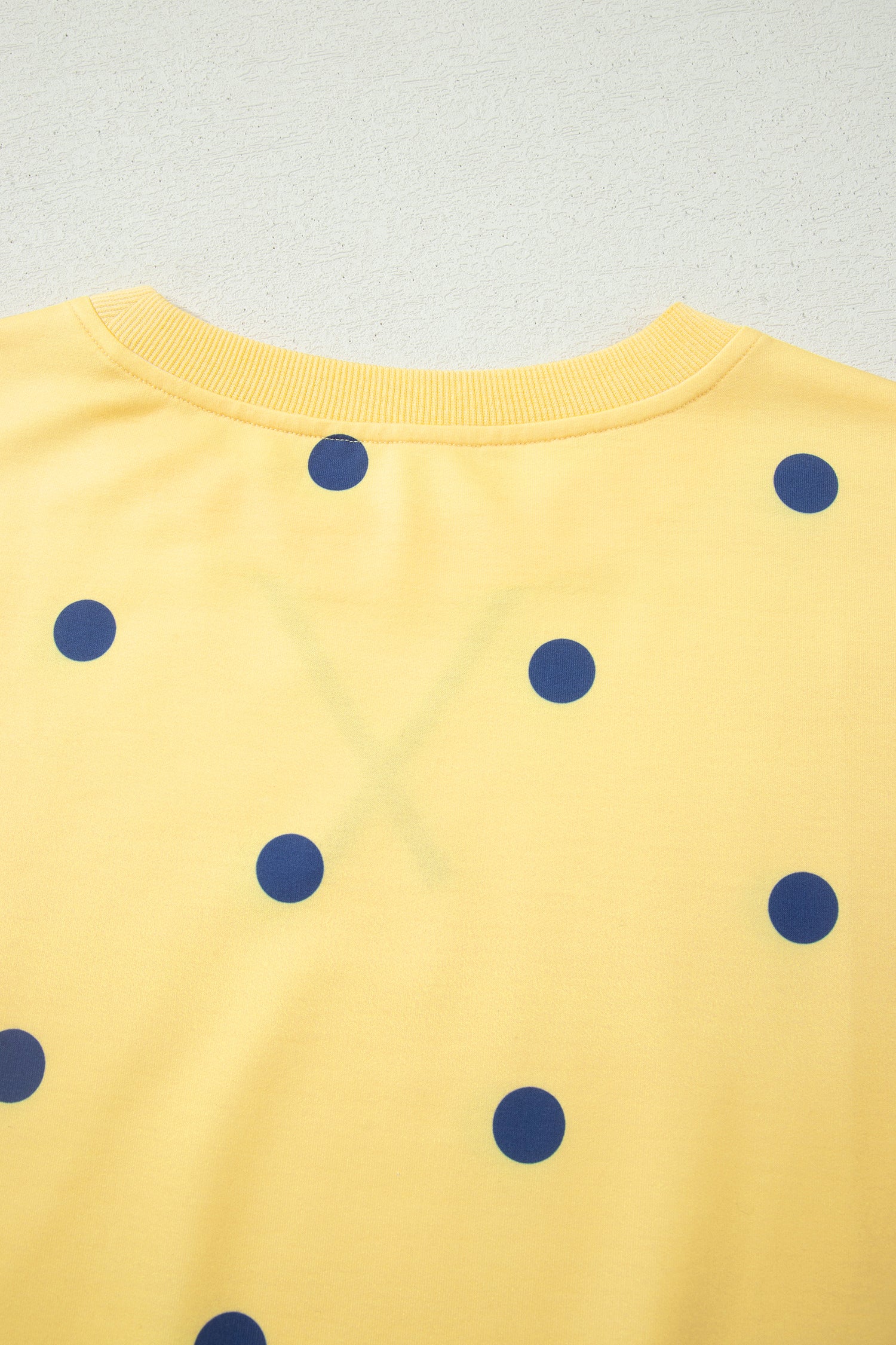 Women's Polka Dot Oversized Tee Crossed Seam Detail Yellow Sky Blue S-XL