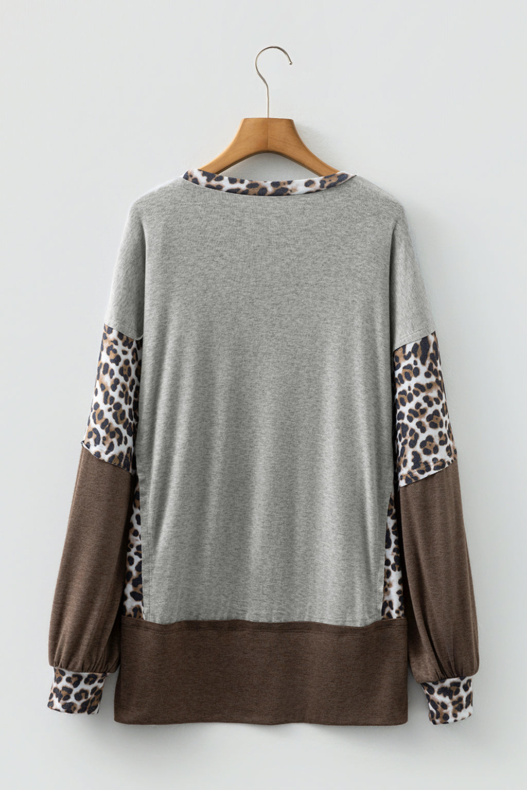 Leopard Colourblock Patchwork Dolman Sleeve Baggy Sweatshirt | Pink & Grey