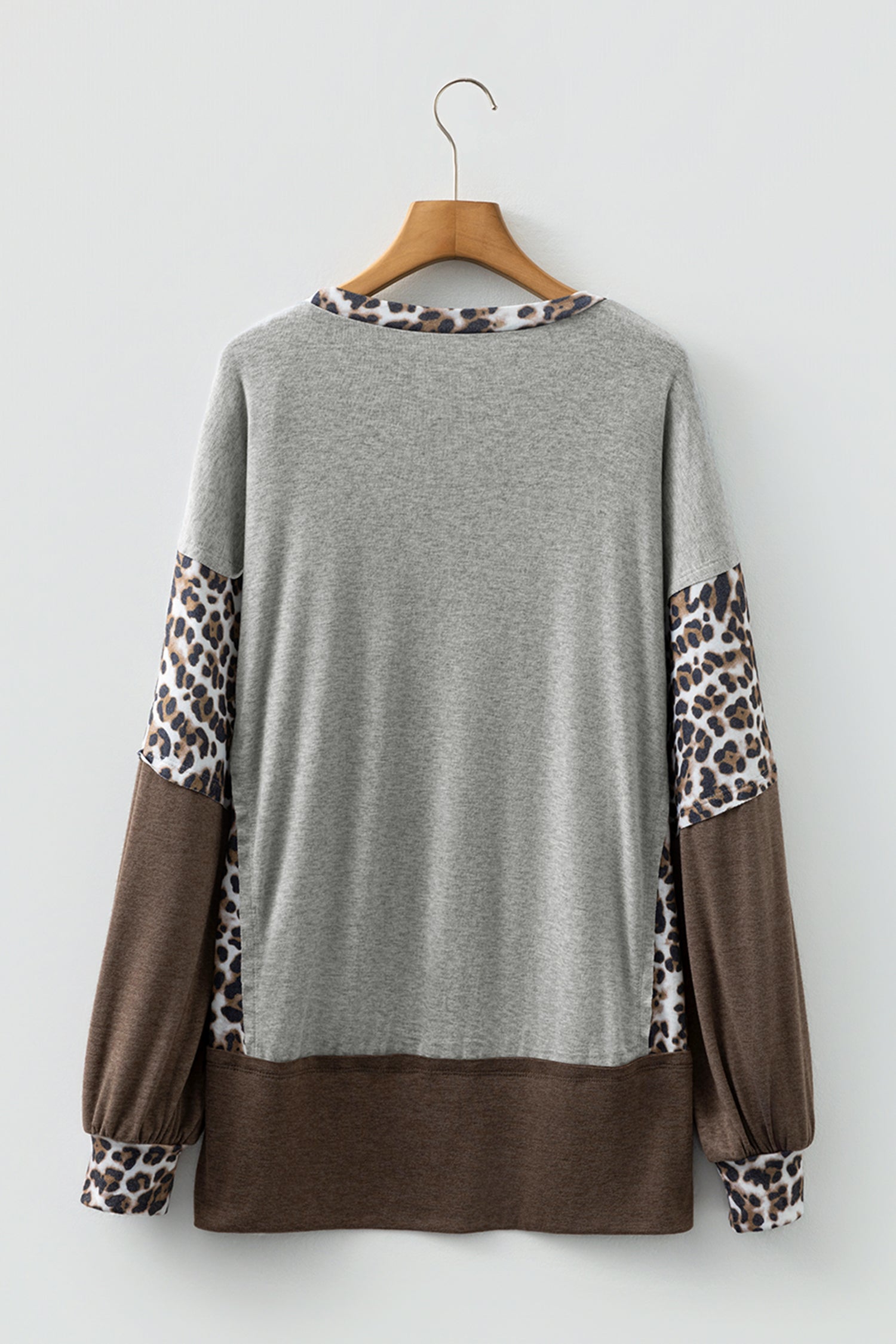 Leopard Colourblock Patchwork Dolman Sleeve Baggy Sweatshirt | Pink & Grey