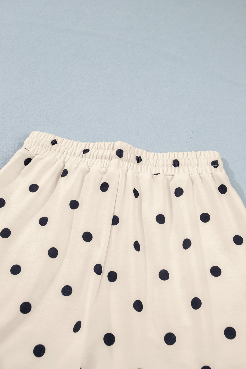 LivelyLooks White Polka Dot Exposed Seam Loose Tee & Drawstring Shorts Set S-XL women's fashion