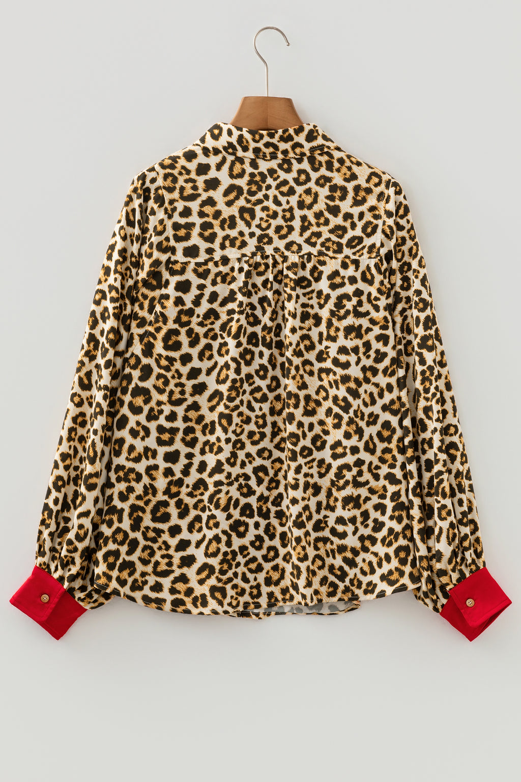 Khaki Leopard Print Contrast Trim Shirt | Sizes 8-22
