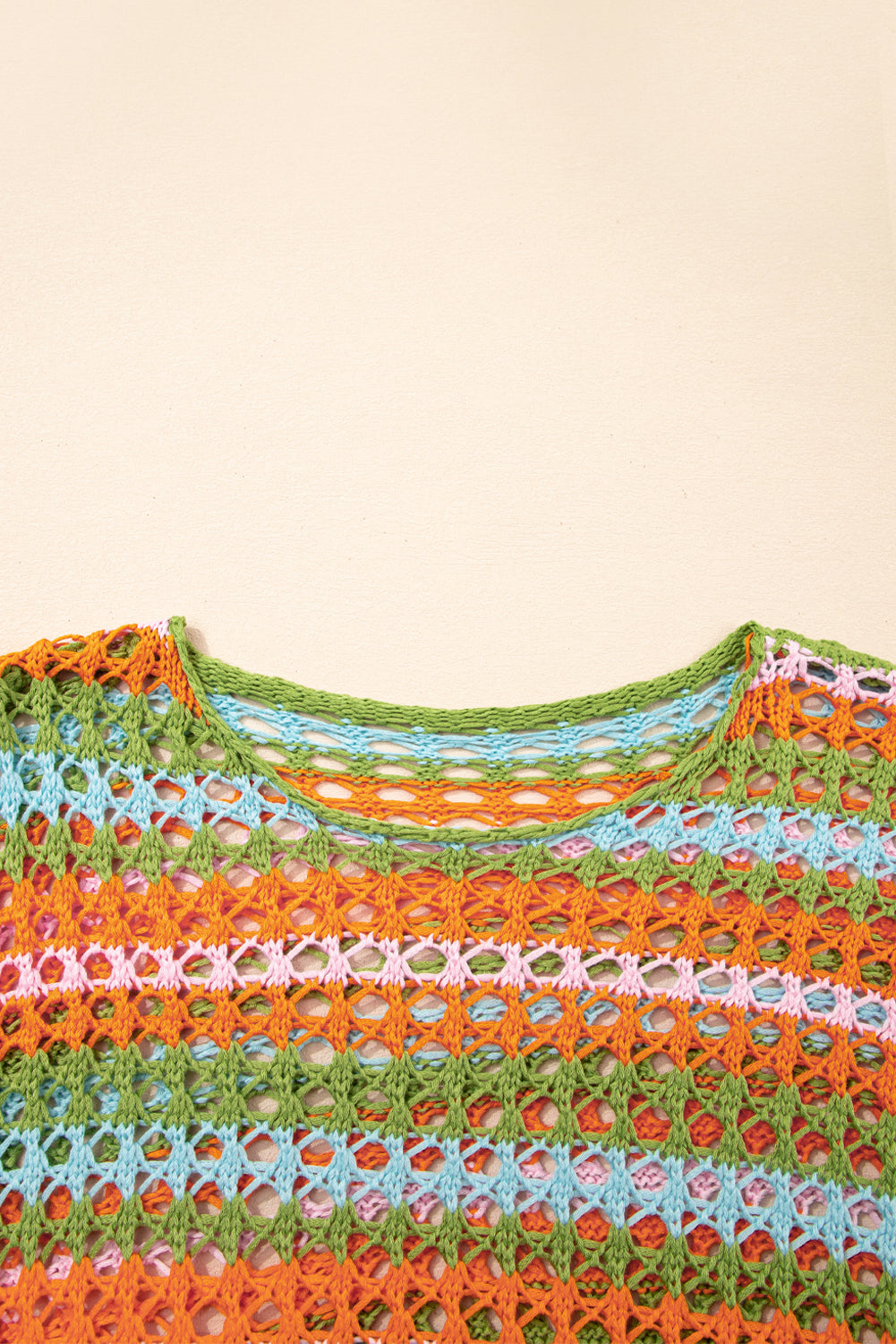 Women's Women's Stripe Open Knit Beach Cover Up Sweater | Orange & Purple | S-XL at LivelyLooks