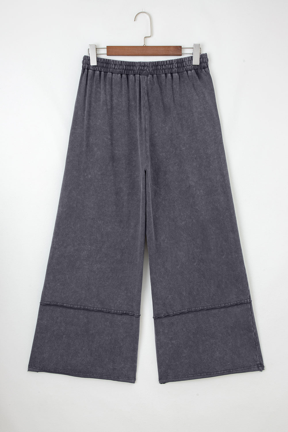 Shop Flower Patch Mineral Washed Terry Knit Cropped Wide Leg Trousers S-2XL at LivelyLooks