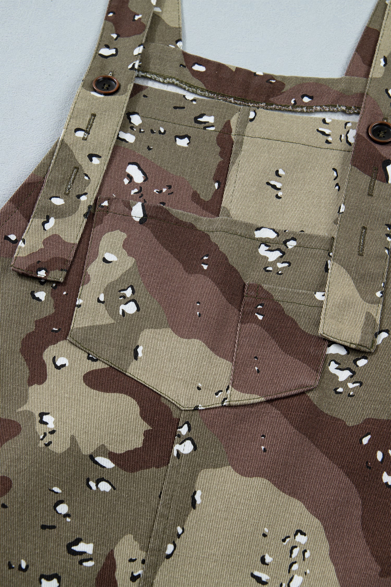 Women's Camo Leopard Denim Overall Cropped Jumpsuit | Green | S-XL at LivelyLooks