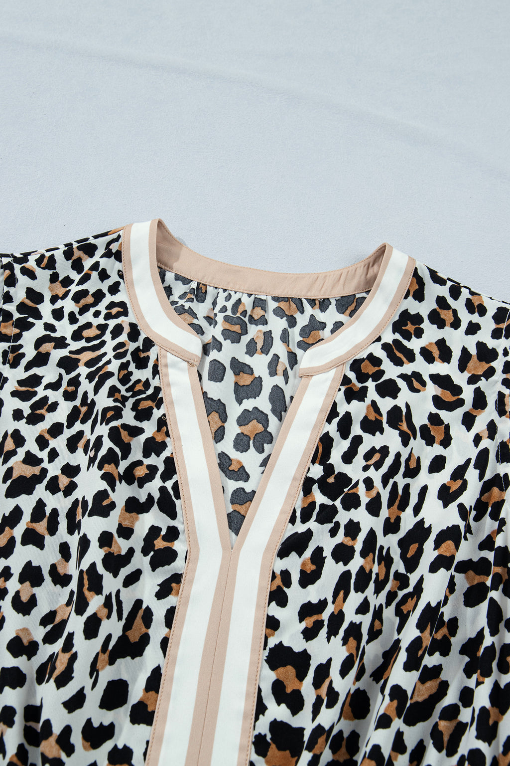 Women's White Leopard Print Colorblock Trim Sleeveless Midi Dress at LivelyLooks