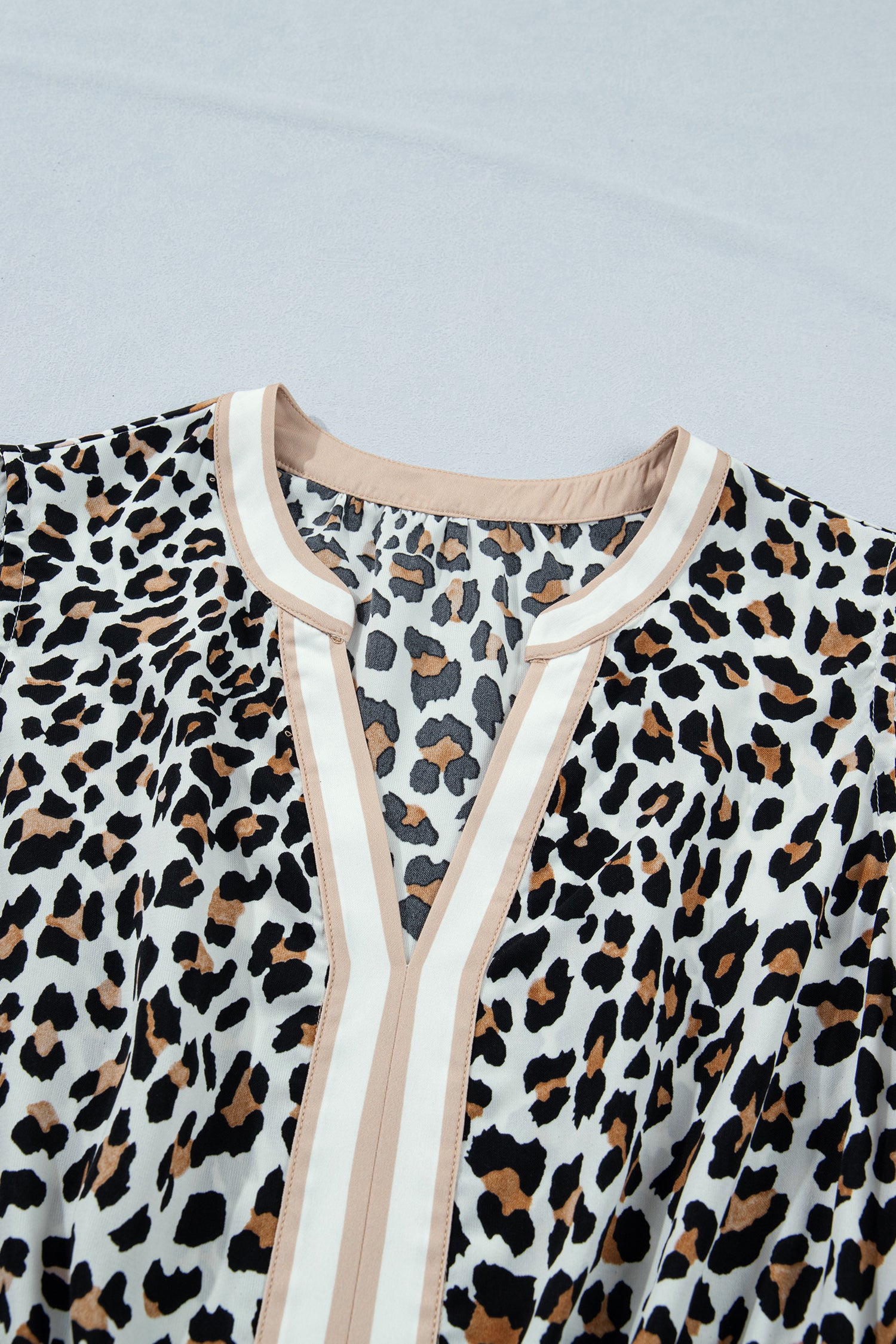 Women's White Leopard Print Colorblock Trim Sleeveless Midi Dress at LivelyLooks