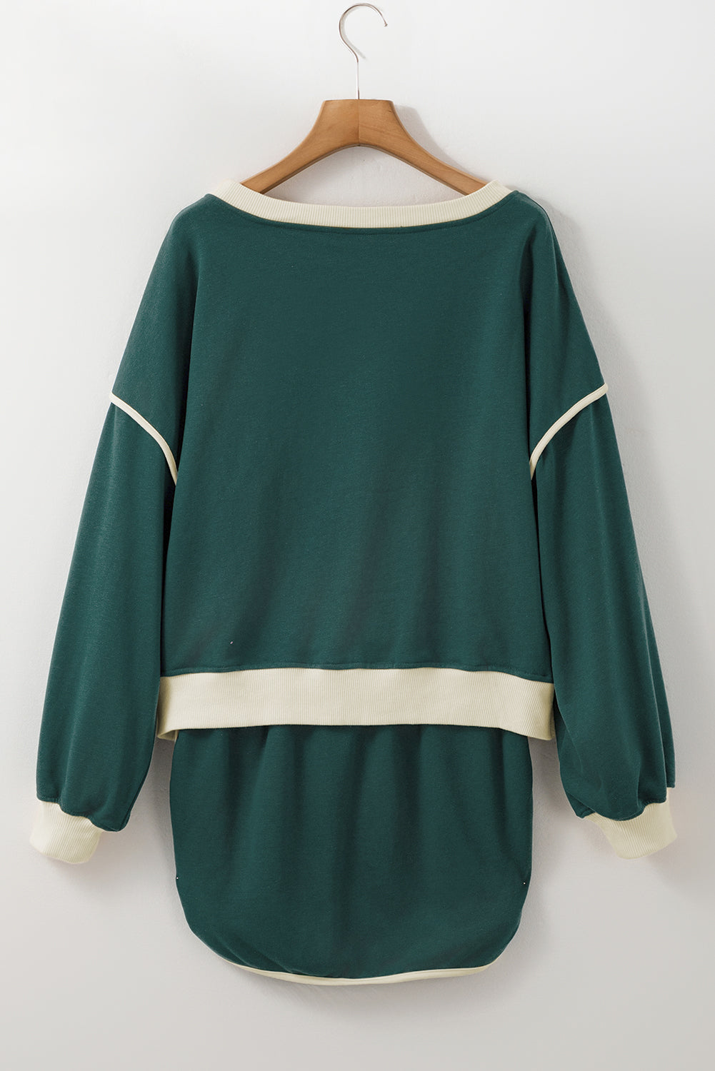 Shop Colour Contrast Loose Pullover & Lace-Up Waist Skort Set S-XL at LivelyLooks
