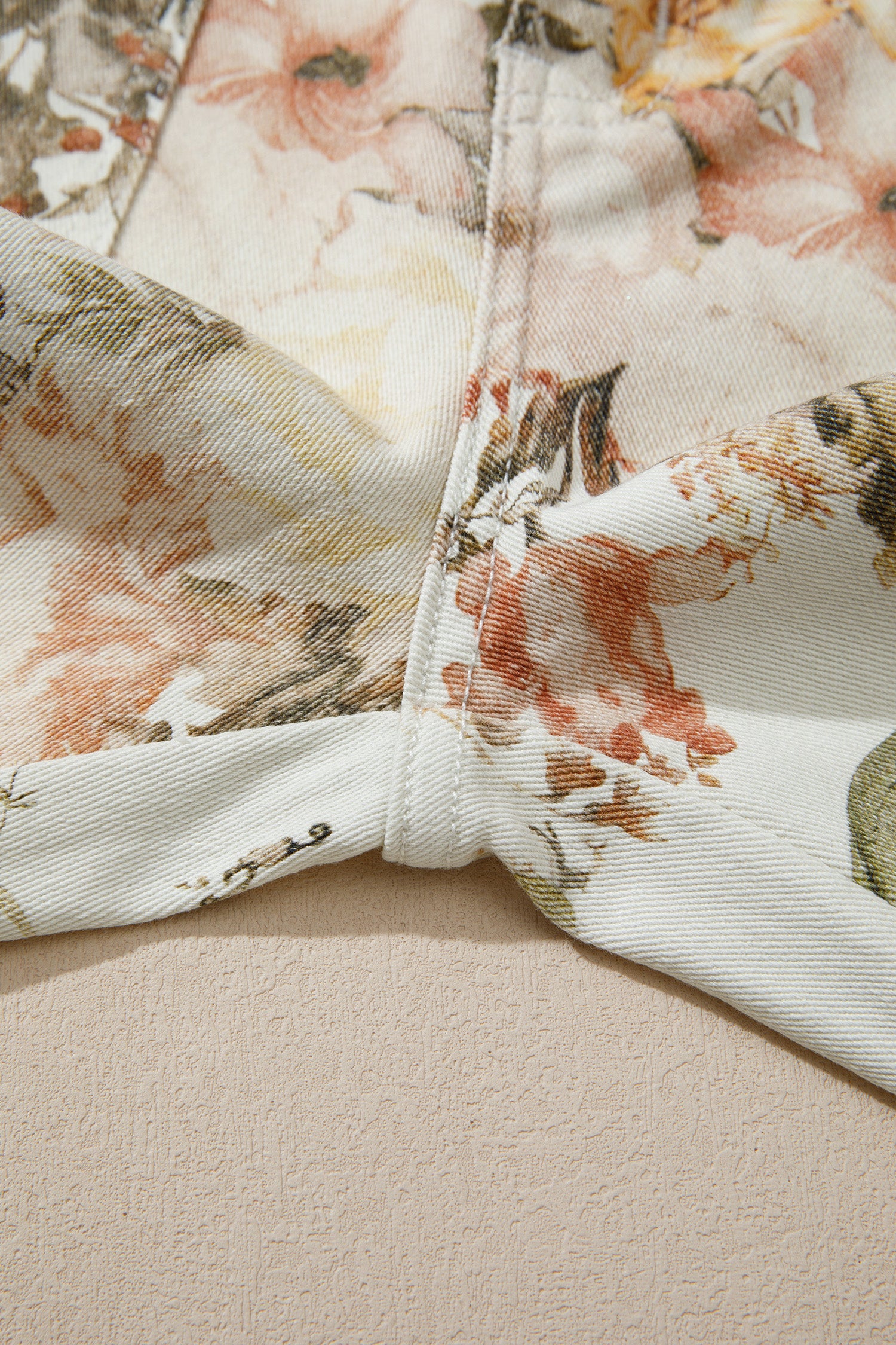 LivelyLooks Beige Vintage Style Floral Print High Waist Wide Leg Jeans women's fashion