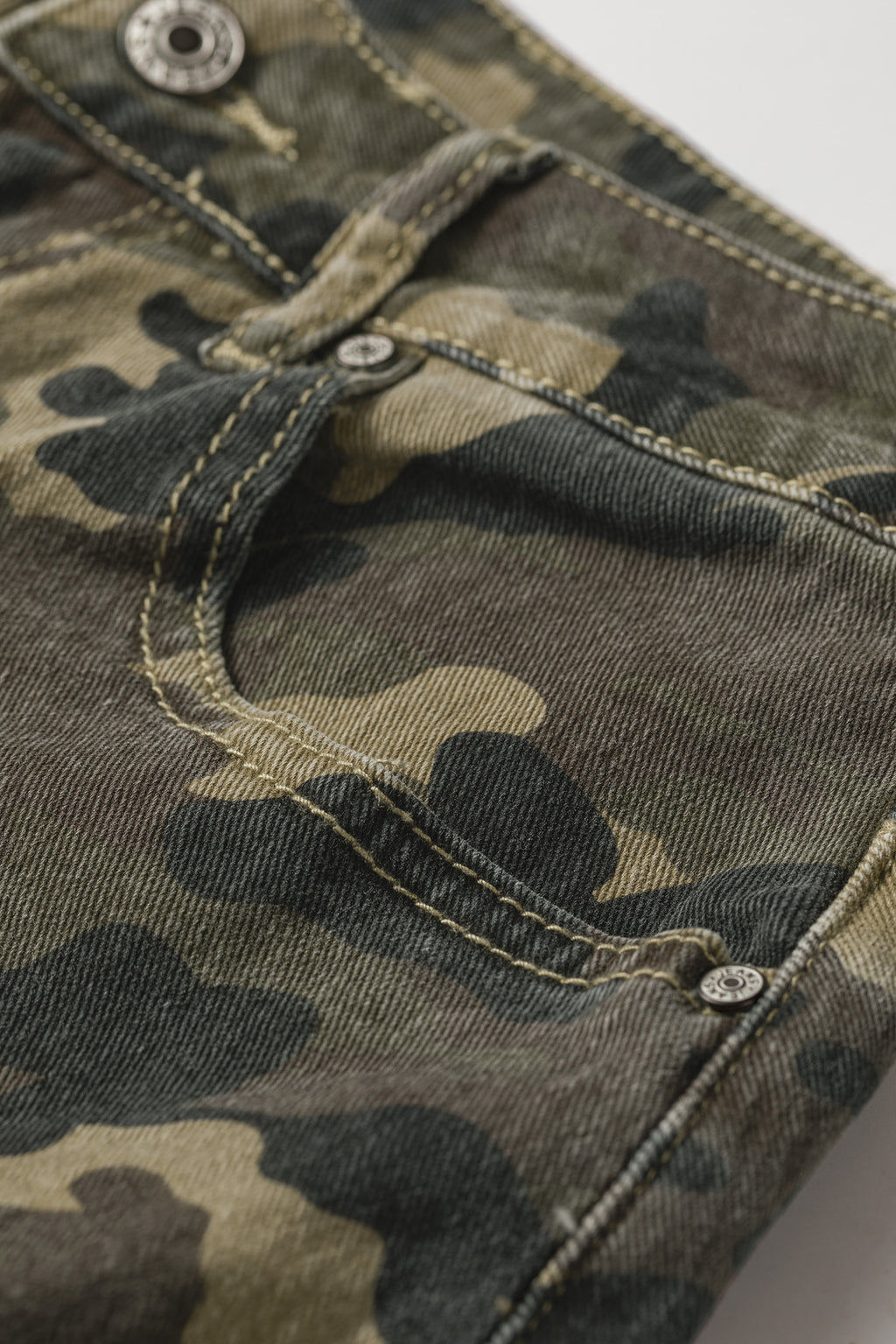 Green Camouflage High Rise Denim Shorts | UK Sizes 4-16