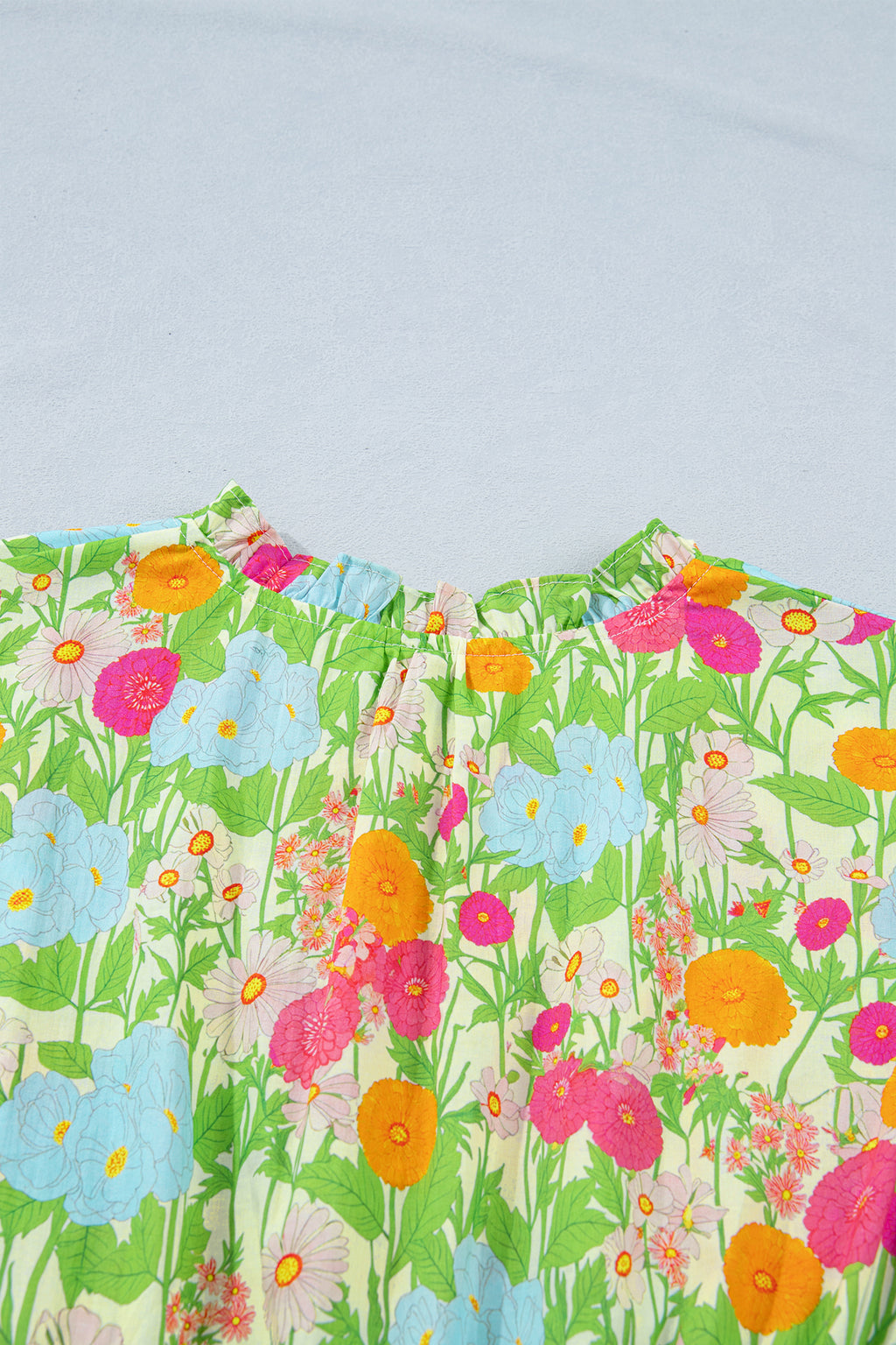 Shop Green Floral Print V-Neck Puff Sleeve Cotton Maxi Dress at LivelyLooks