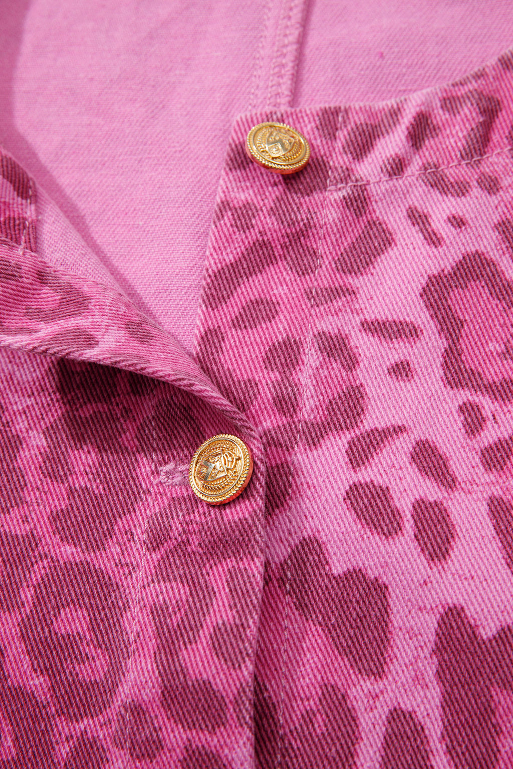 Women's Pink Leopard Denim Buttoned Shift Sleeveless Dress at LivelyLooks