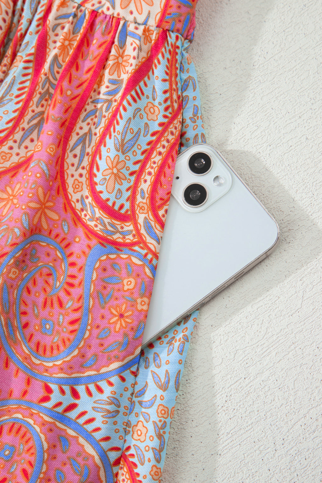 Multicolour Paisley Print V-Neck Flutter Sleeve Boho Maxi Dress