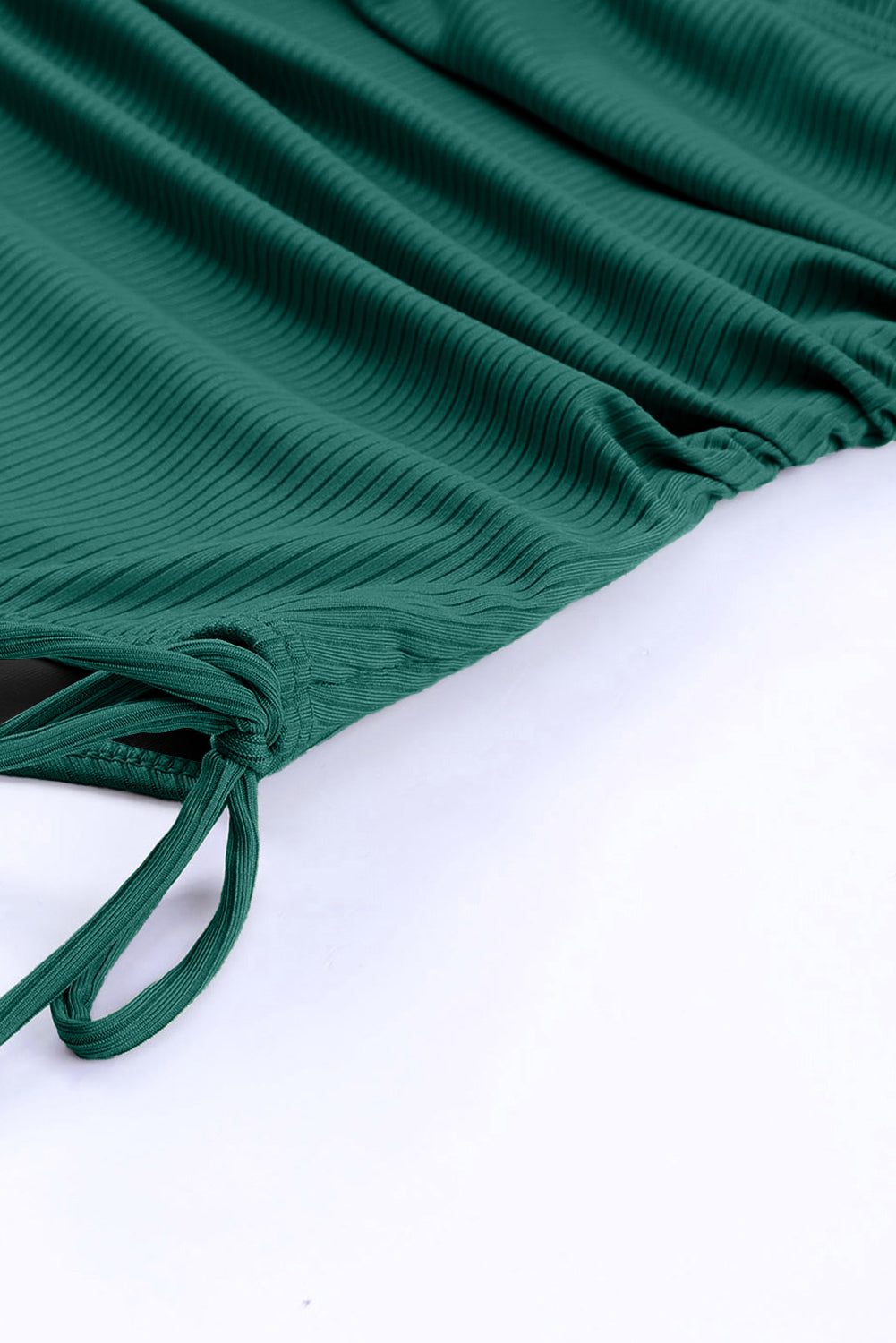 LivelyLooks Ribbed Knit One Piece Swimsuit Adjustable Straps V-Neck Black Green women's fashion