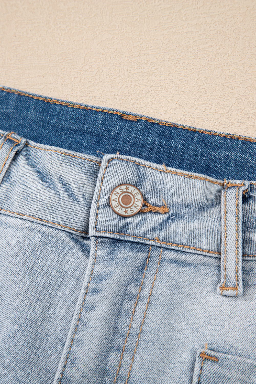 Shop Beau Blue Light Wash High Rise Denim Shorts UK 8-20 at LivelyLooks