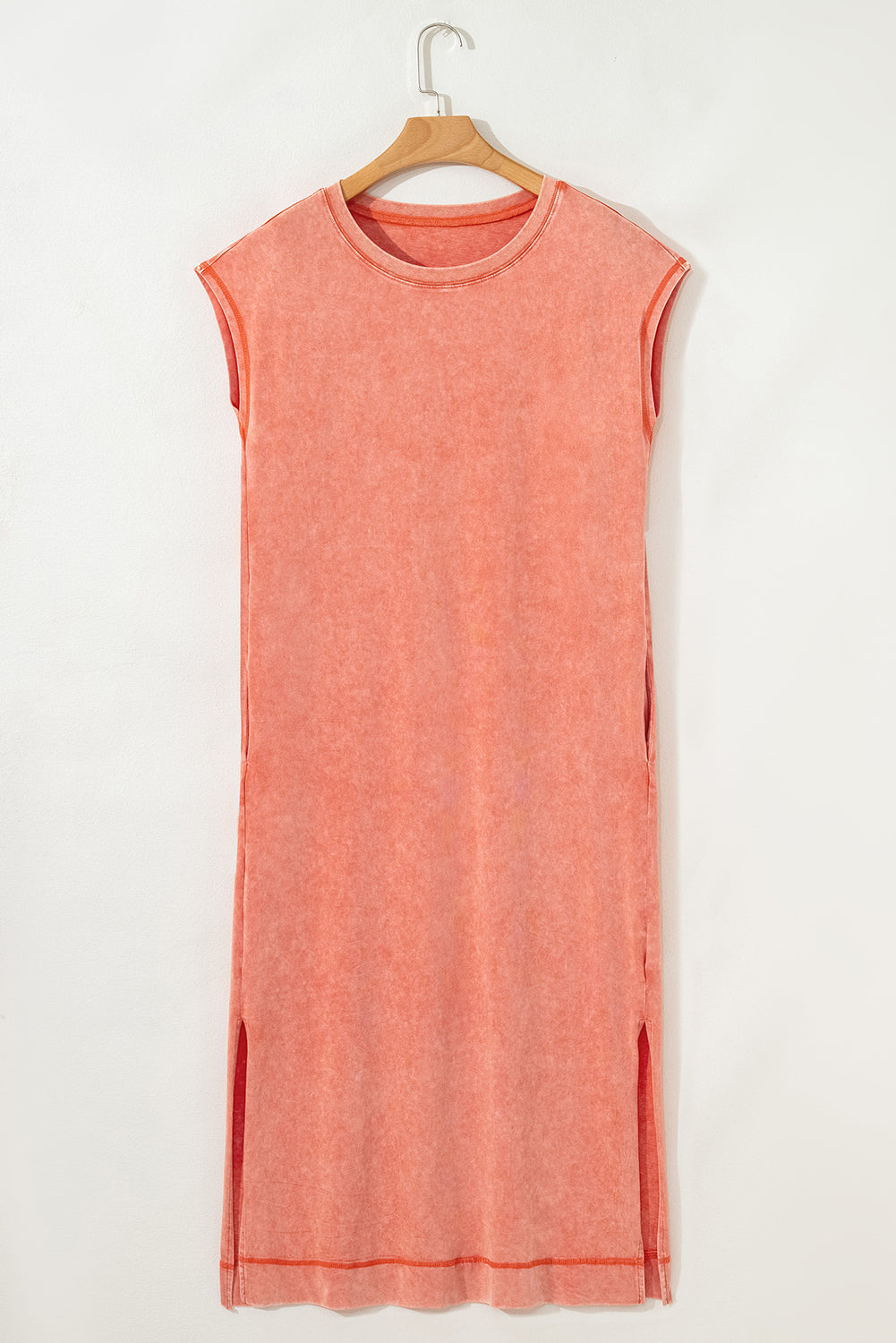 Wisteria Orange Aqua Mineral Wash Pocketed T-Shirt Long Dress S-XL