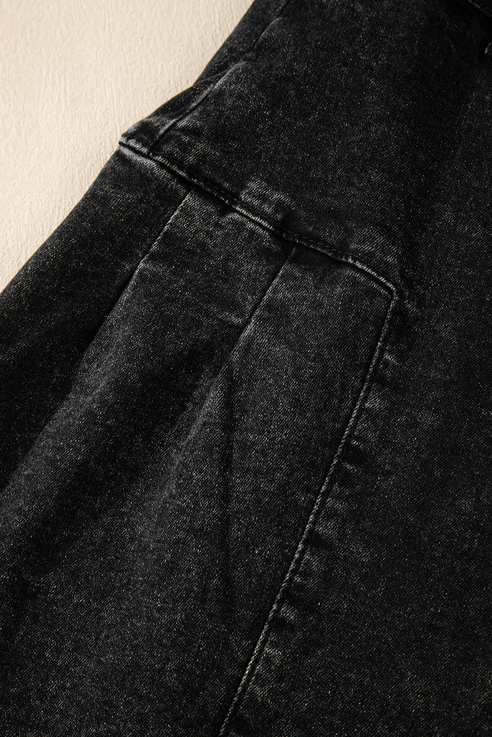 Dark Grey Pleated Wide Leg Mineral Wash Denim Pants | UK 8–18