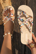 Women's Women's Beige Boho Printed Woven Caged Summer Sandals EU 37-41 at LivelyLooks
