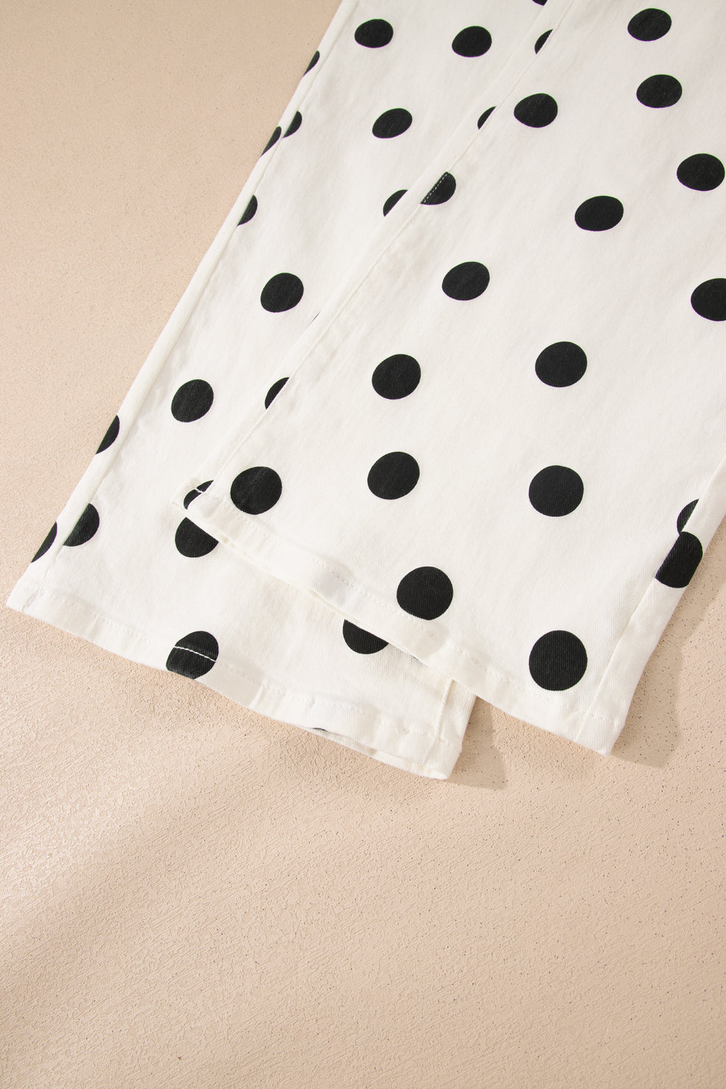 Women's White Polka Dot Wide Leg Ankle Jeans Button Zip Pocket UK 4-16 at LivelyLooks
