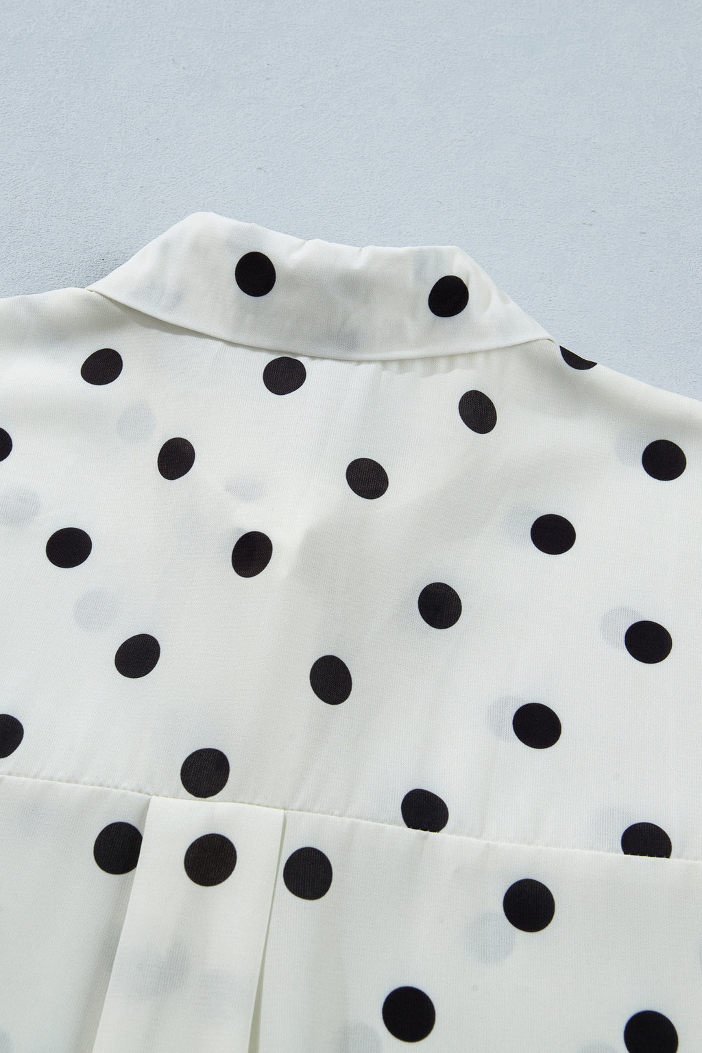 Beige Polka Dot Dolman Shirt Loose Fit Short Sleeve Rolled Cuff Women S-XL