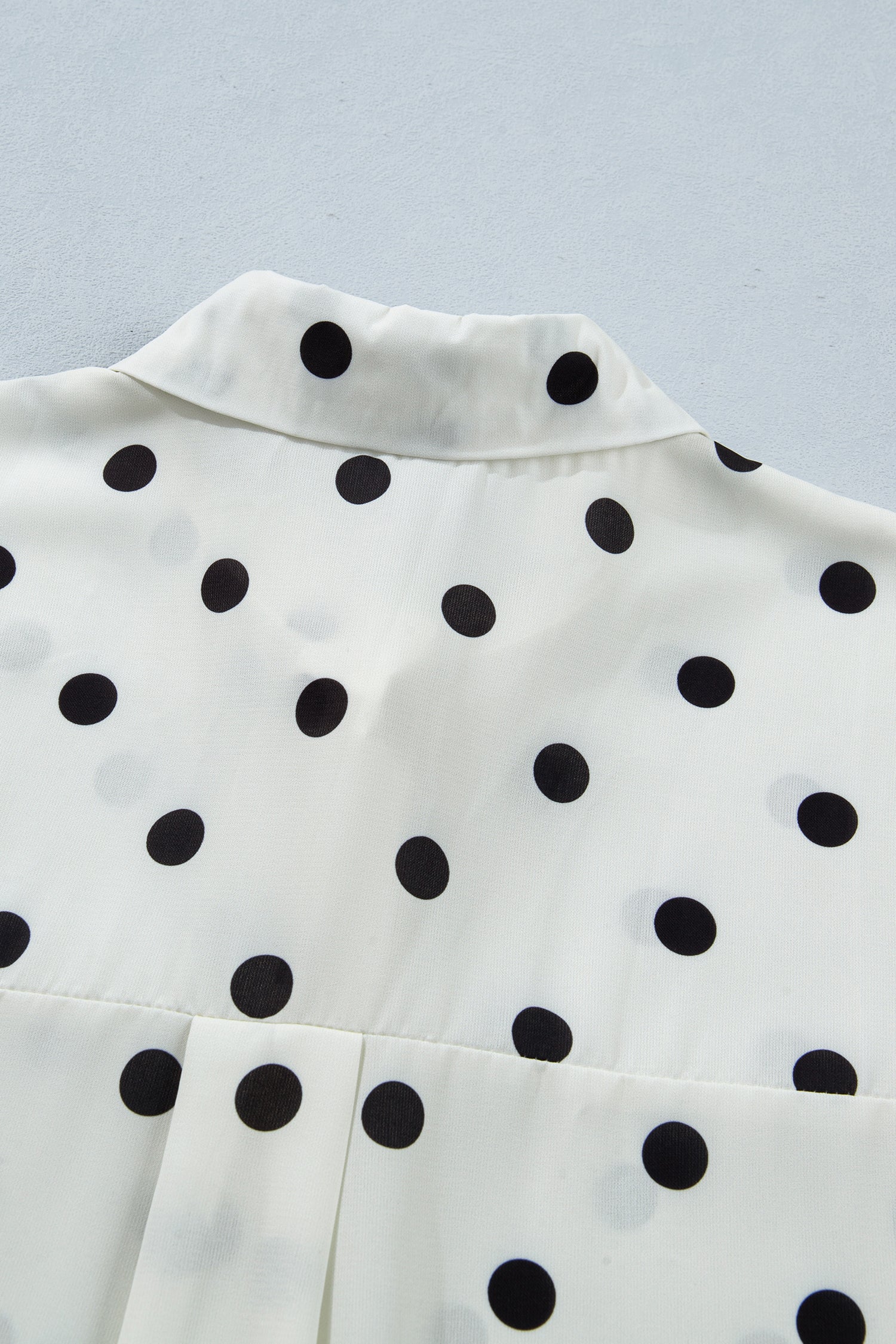 Beige Polka Dot Dolman Shirt Loose Fit Short Sleeve Rolled Cuff Women S-XL