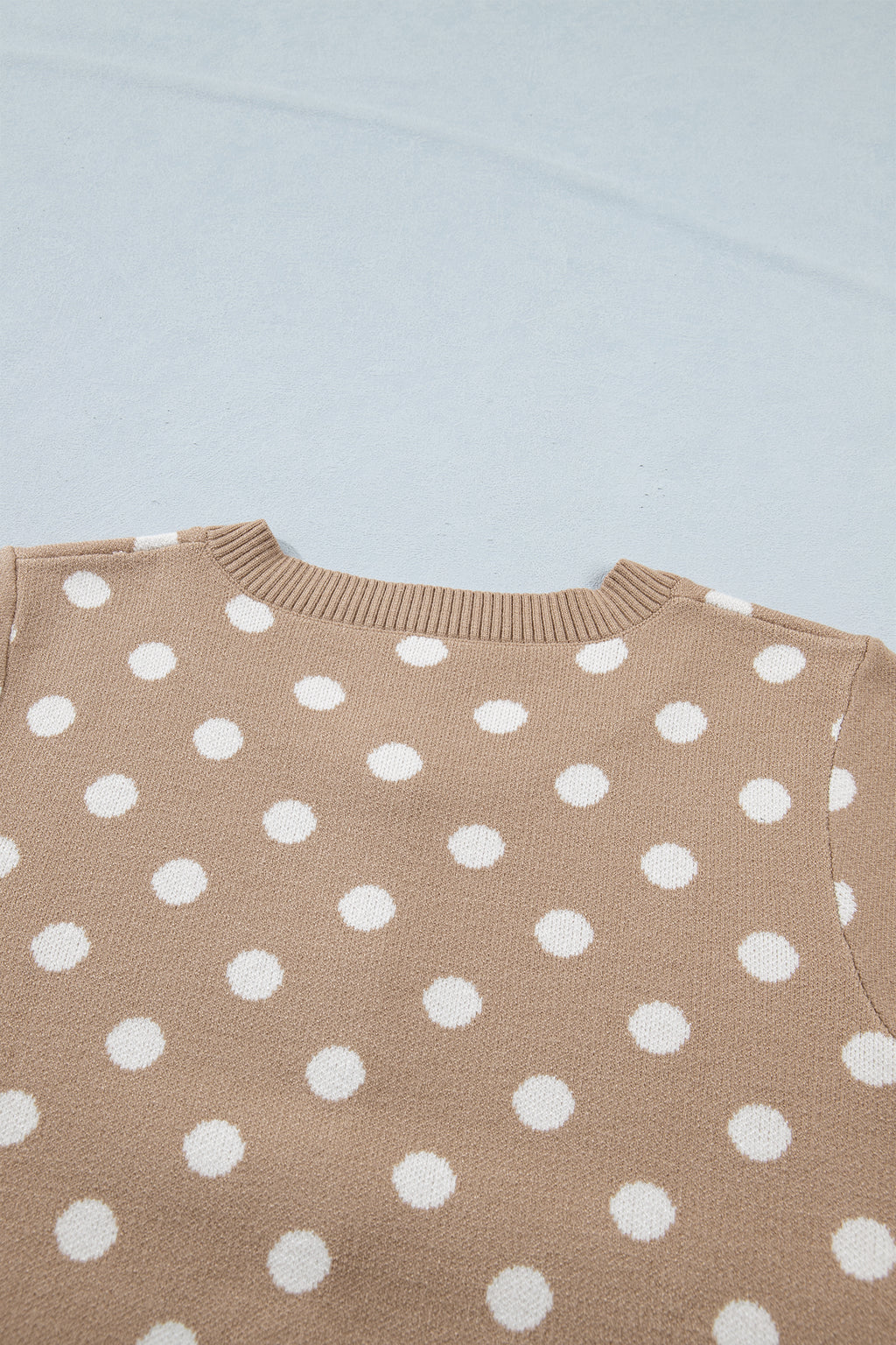 Women's Dark Khaki Polka Dot Short Sleeve Button Down Cardigan at LivelyLooks