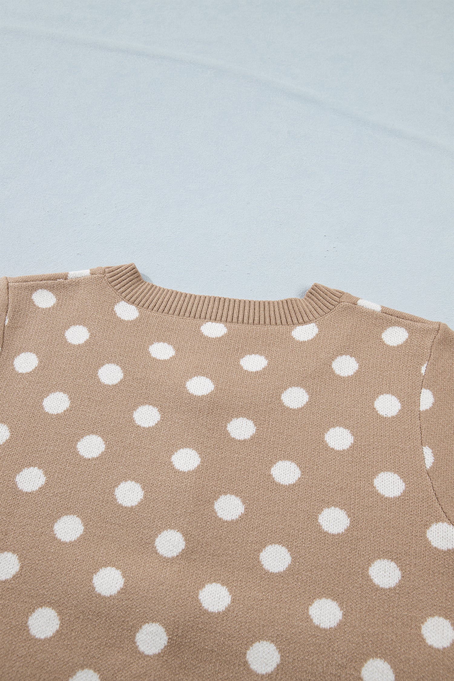Women's Dark Khaki Polka Dot Short Sleeve Button Down Cardigan at LivelyLooks