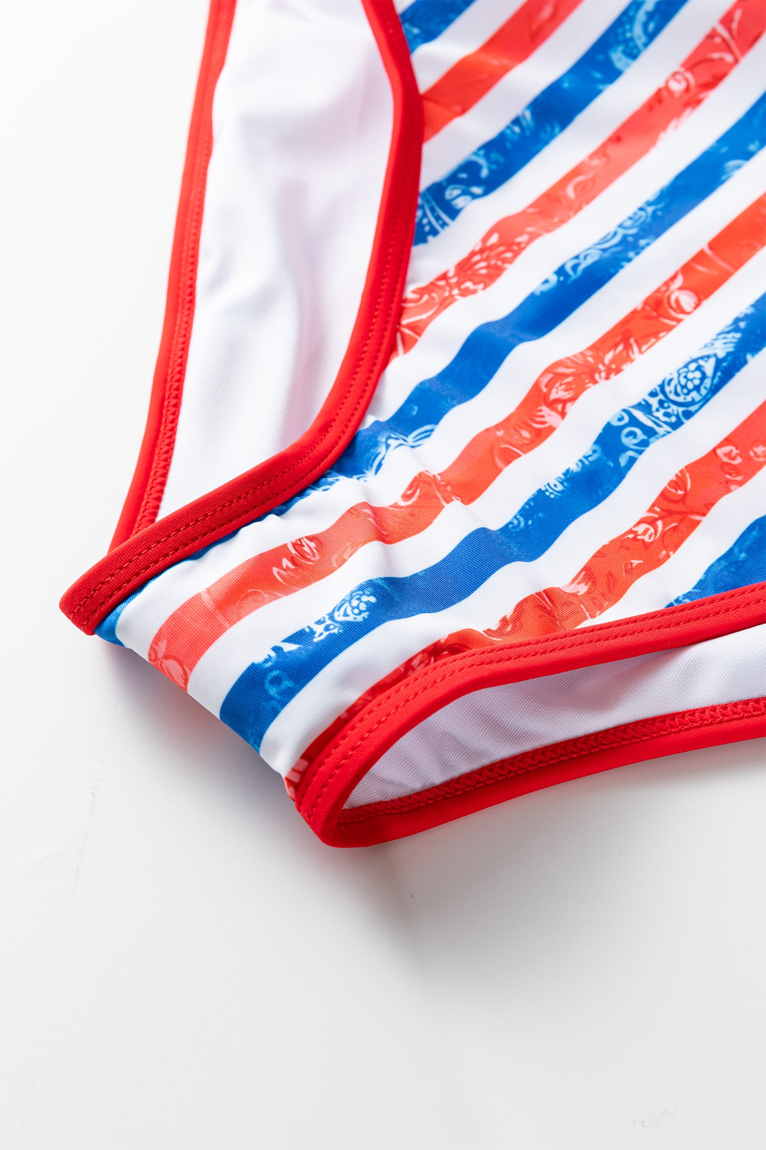 Women's Women Red July 4th Star Stripe Cutout One Piece Swimsuit Spaghetti Straps S-XL at LivelyLooks