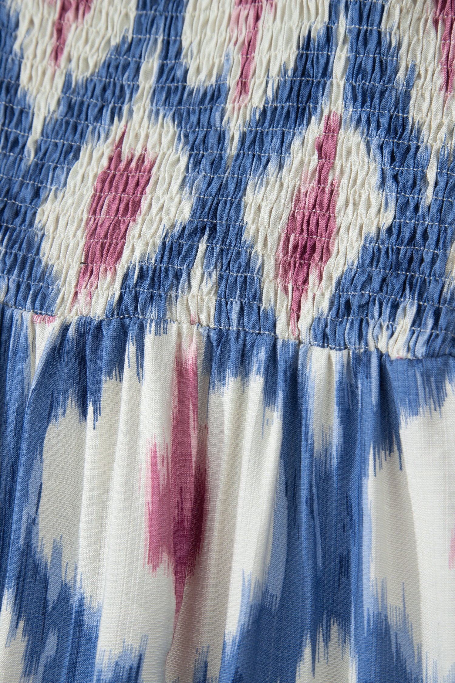 Shop Blue Ethnic Geometric Maxi Dress | Square Neck Smocked Waist Ruffle Sleeve at LivelyLooks