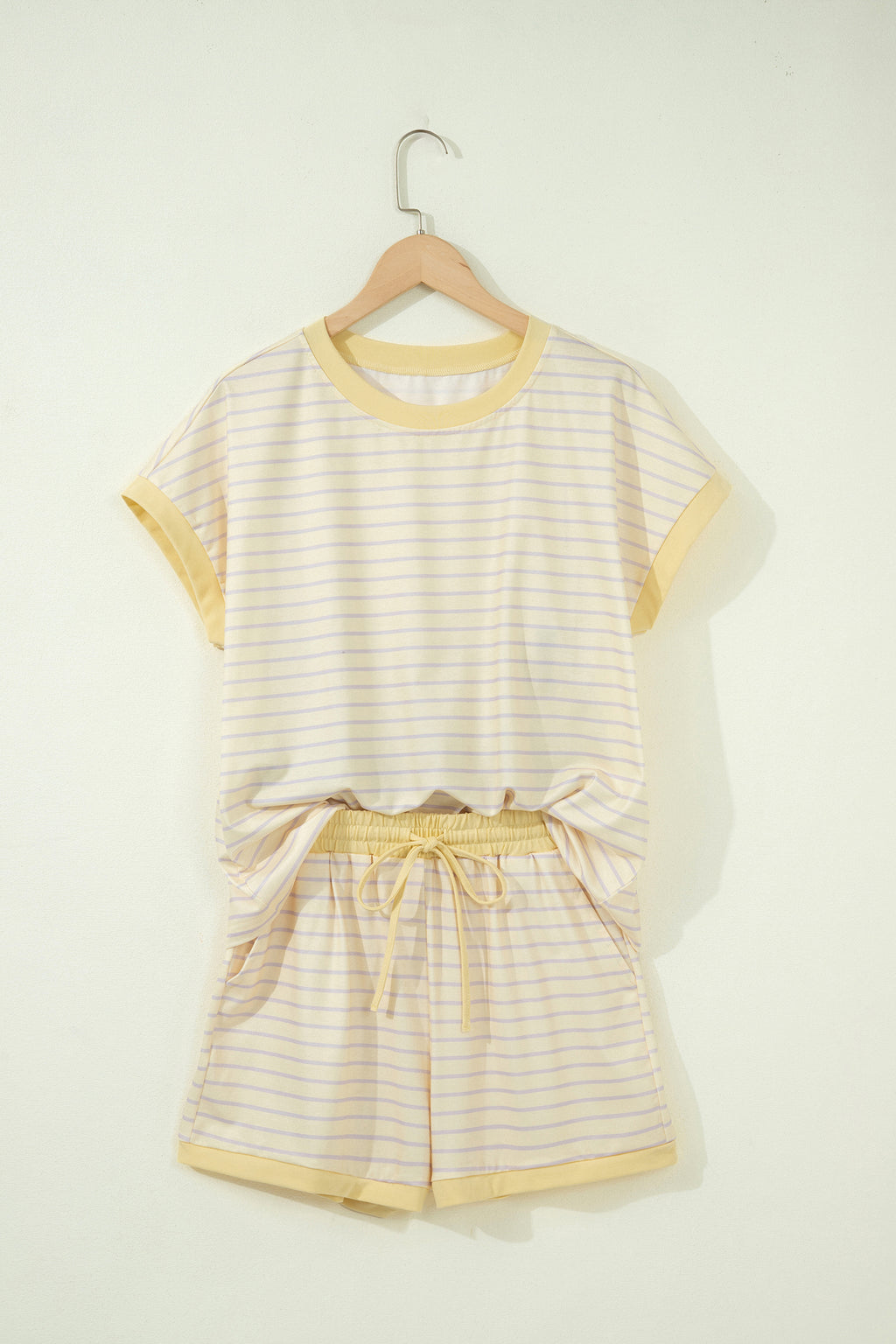 Yellow Stripe Relaxed Tee & Drawstring Shorts Co-ord Set | UK 8–22
