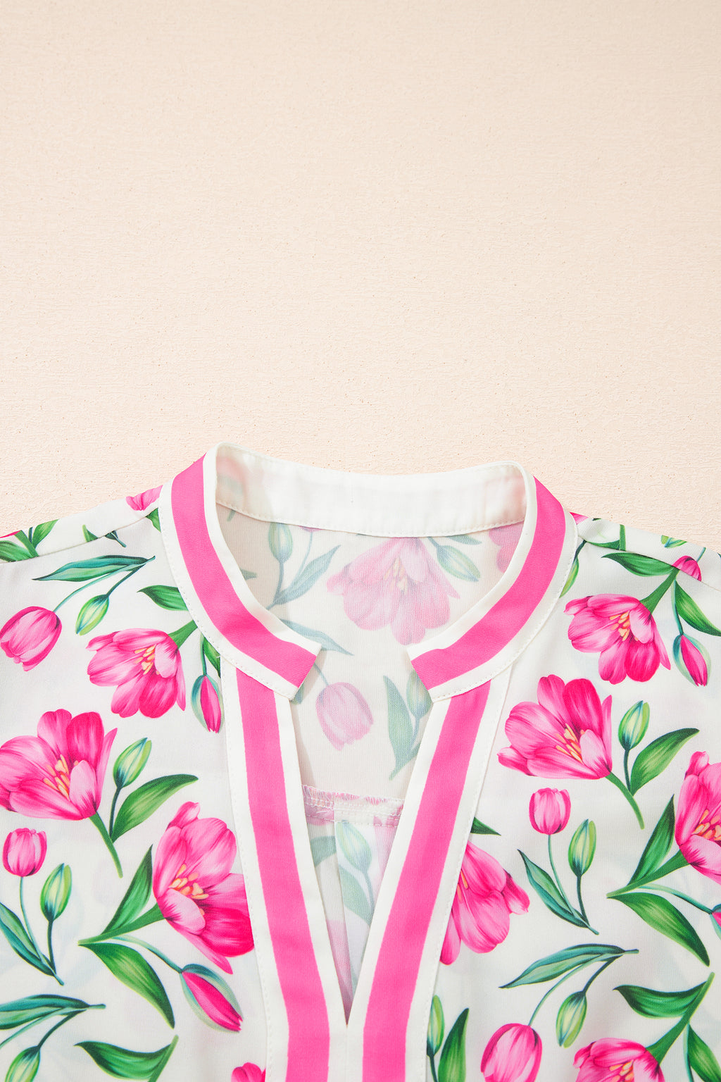 Multicolour Sweet Floral Striped Colourblock Trim V-Neck Mini Dress