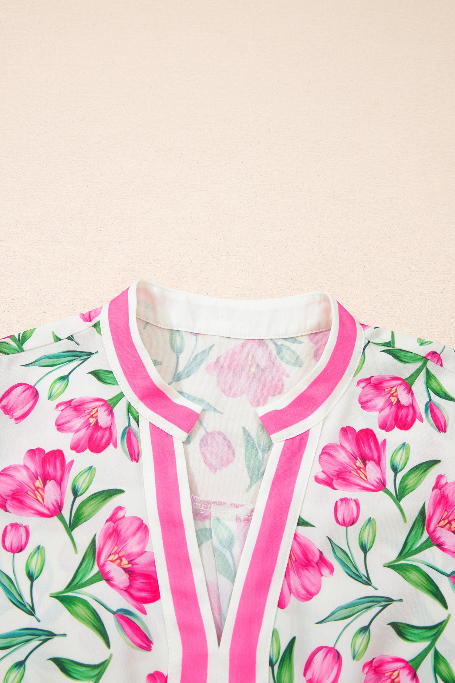 Multicolour Sweet Floral Striped Colourblock Trim V-Neck Mini Dress