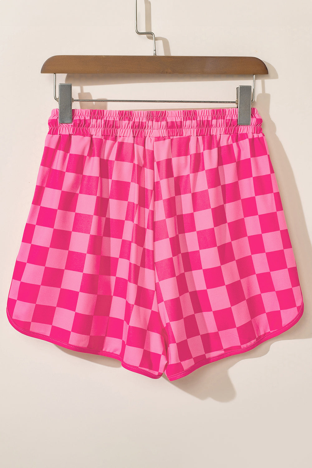 Women's Rose Checkered Drawstring Elastic Waist Casual Shorts at LivelyLooks