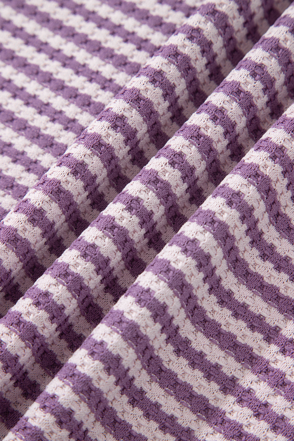Stripe Textured Knit Top & Shorts Co-ord Set | Brown, Black & Purple | UK 8–18