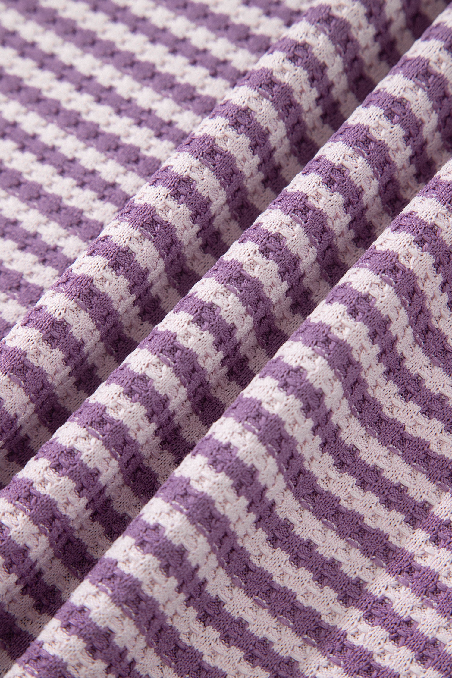 Stripe Textured Knit Top & Shorts Co-ord Set | Brown, Black & Purple | UK 8–18