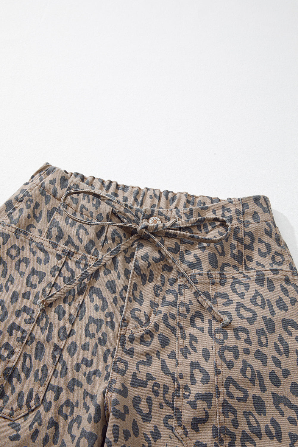 Shop Leopard Print Drawstring Elastic Waist Barrel Jeans UK 8-20 at LivelyLooks