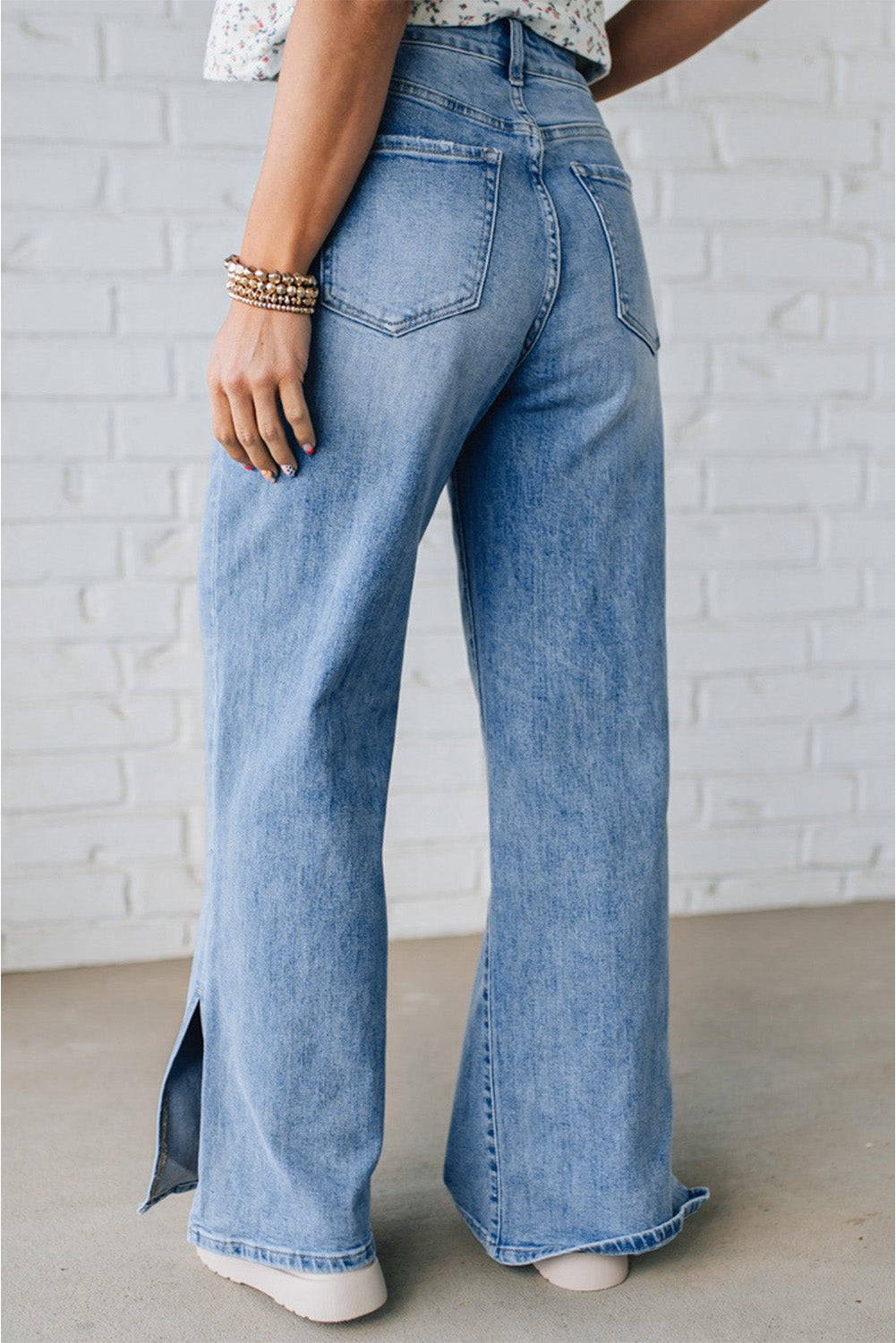 Shop Myosotis Slit Leg High Rise Drawstring Casual Jeans at LivelyLooks