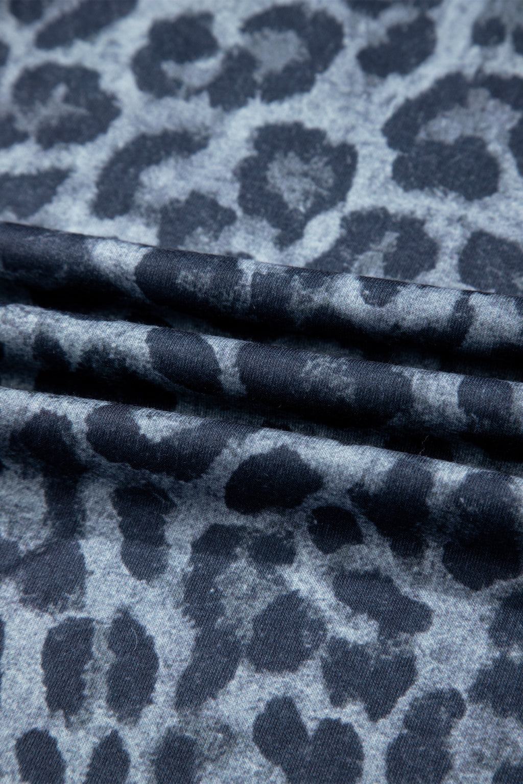 Grey Leopard Print Frilled Drawstring Wide Leg Trousers