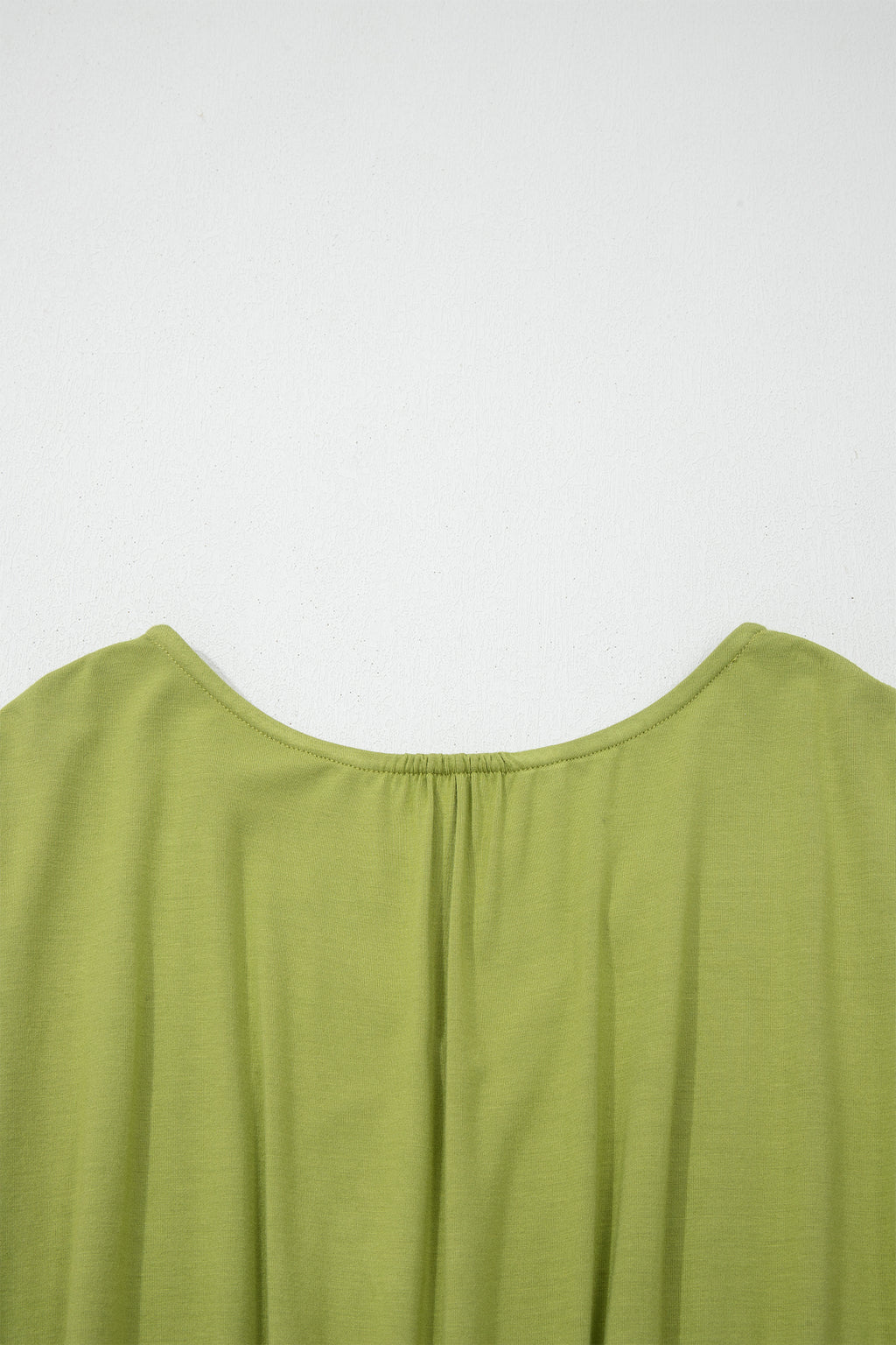 Fern Green V Neck Cap Sleeve Elastic Waist Tunic Maxi Dress S-XL
