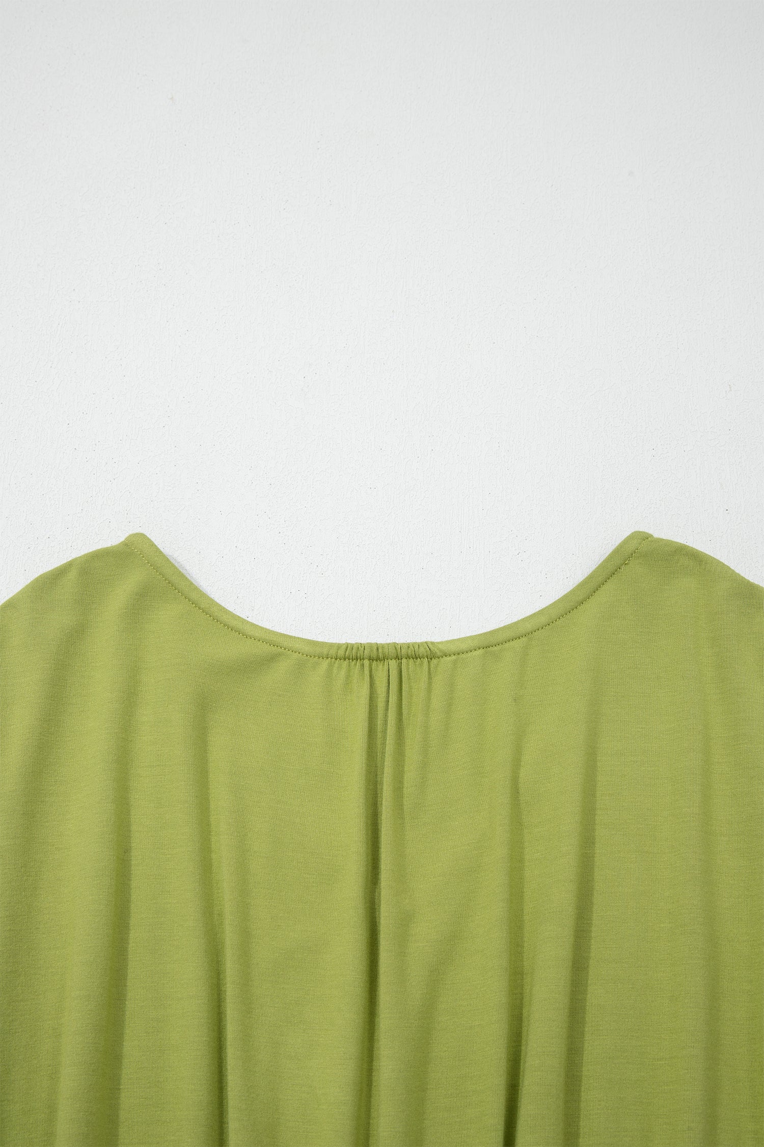Fern Green V Neck Cap Sleeve Elastic Waist Tunic Maxi Dress S-XL