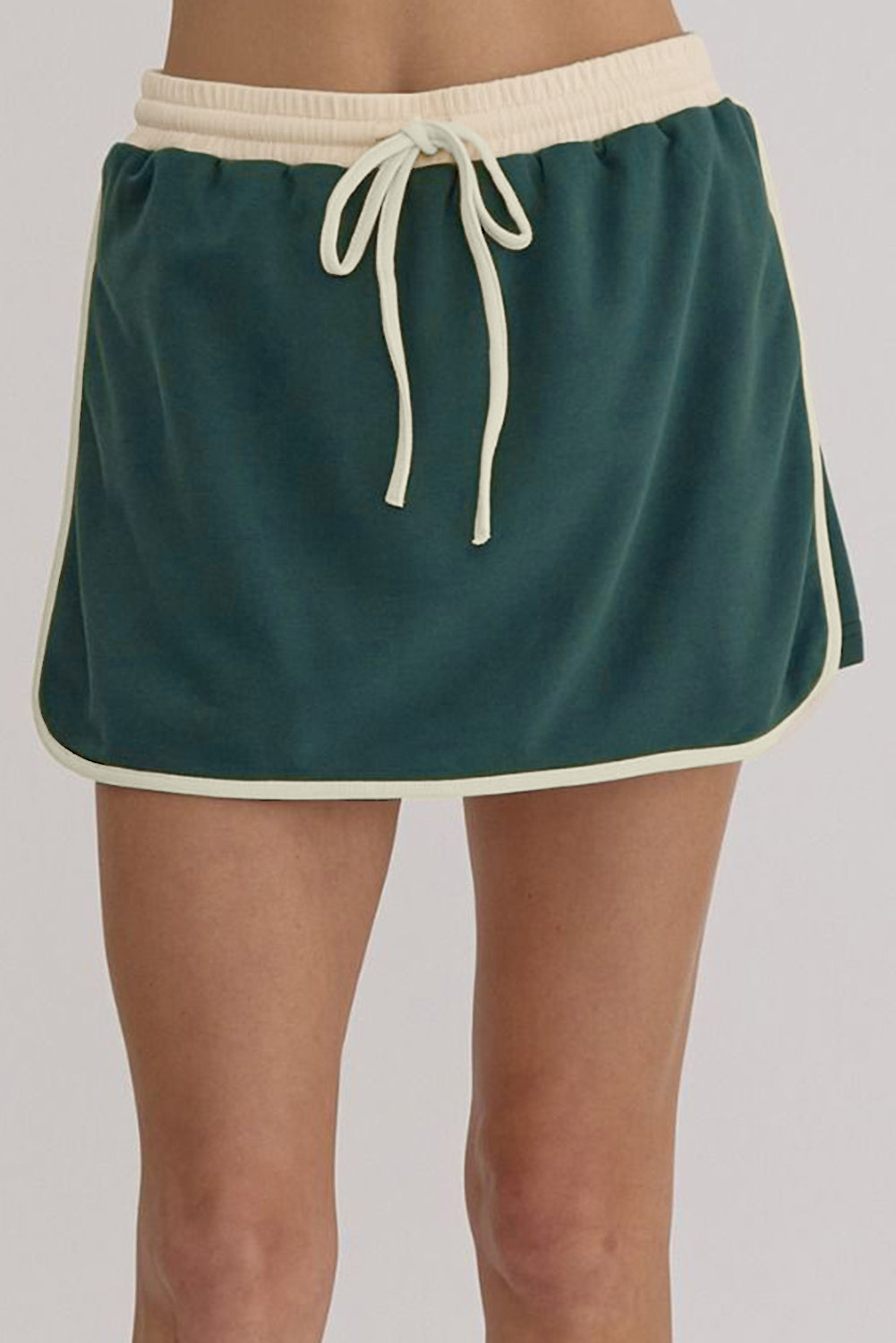 Shop Colour Contrast Loose Pullover & Lace-Up Waist Skort Set S-XL at LivelyLooks