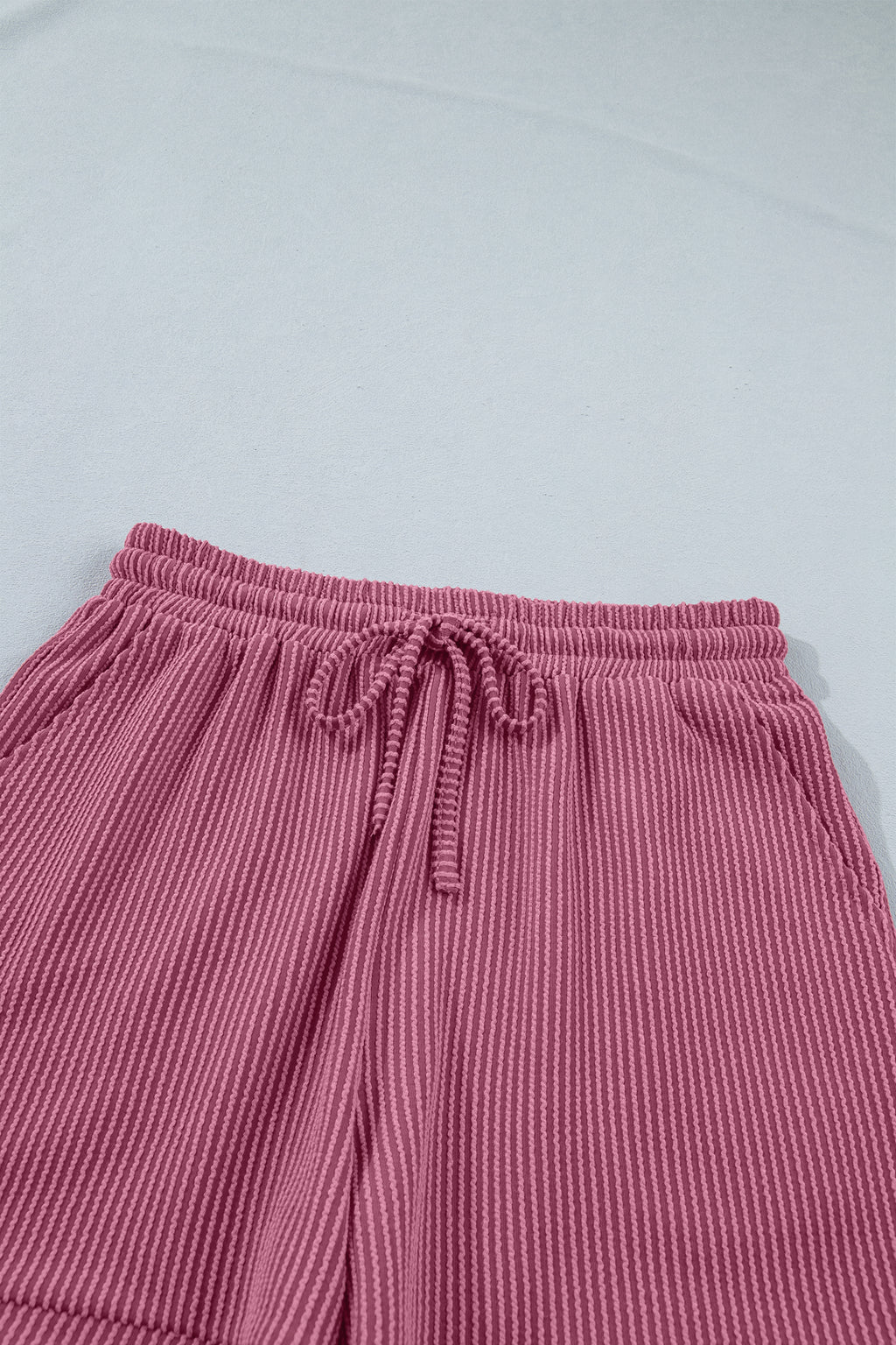 Women's Ribbed Loose Tee & Drawstring Shorts Co-ord Set Two Piece Summer Loungewear at LivelyLooks