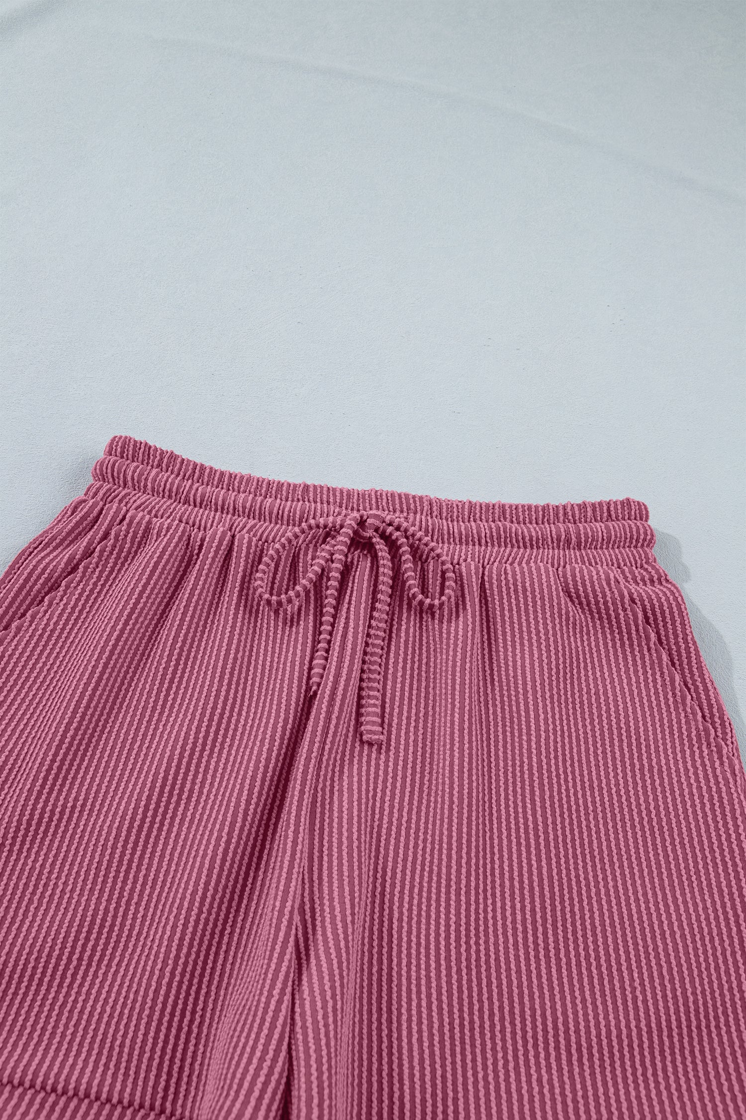 Women's Ribbed Loose Tee & Drawstring Shorts Co-ord Set Two Piece Summer Loungewear at LivelyLooks