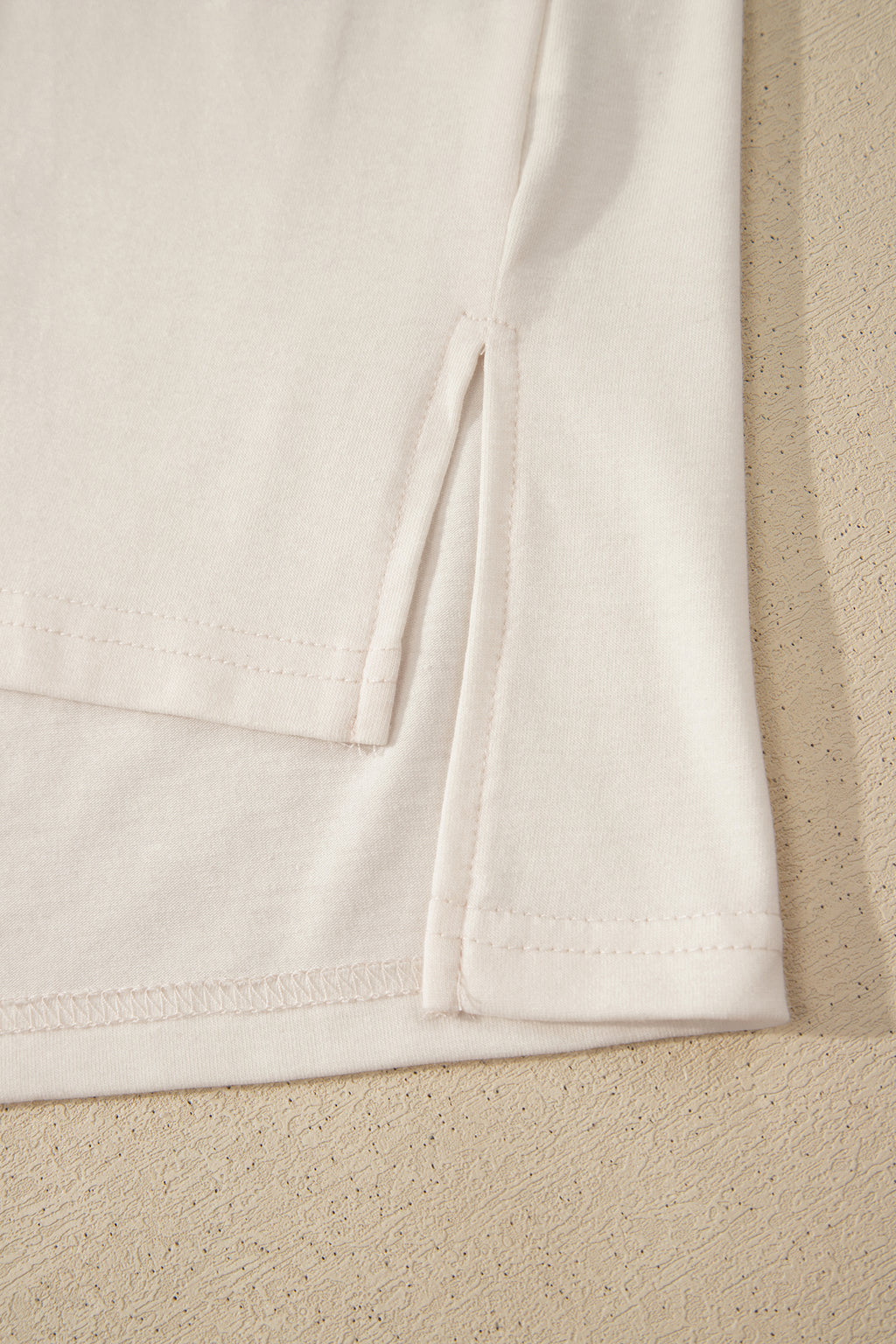 White Loose Knit Tee Vintage Flag Bow Patch Short Sleeve Women S-XL