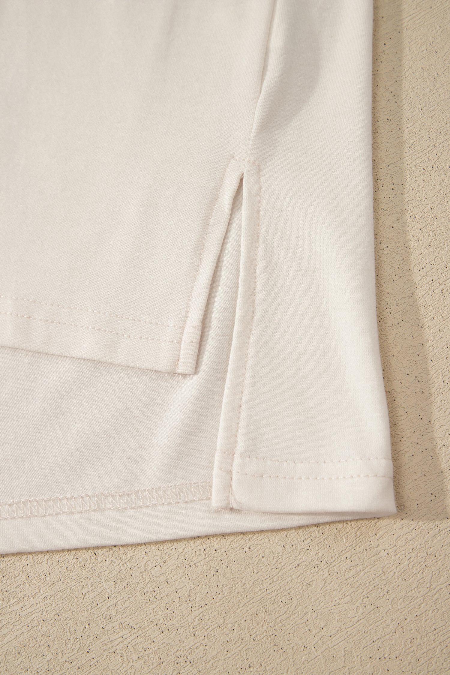 White Loose Knit Tee Vintage Flag Bow Patch Short Sleeve Women S-XL
