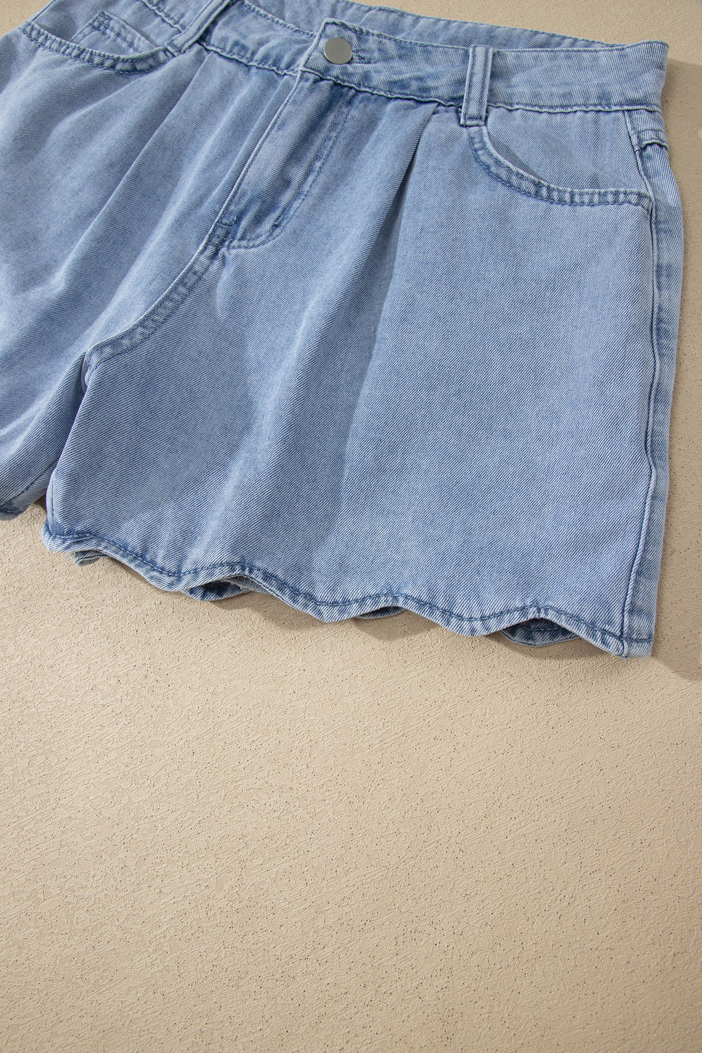 Blue Scalloped Hem Denim Shorts | Casual Summer | UK 8-20