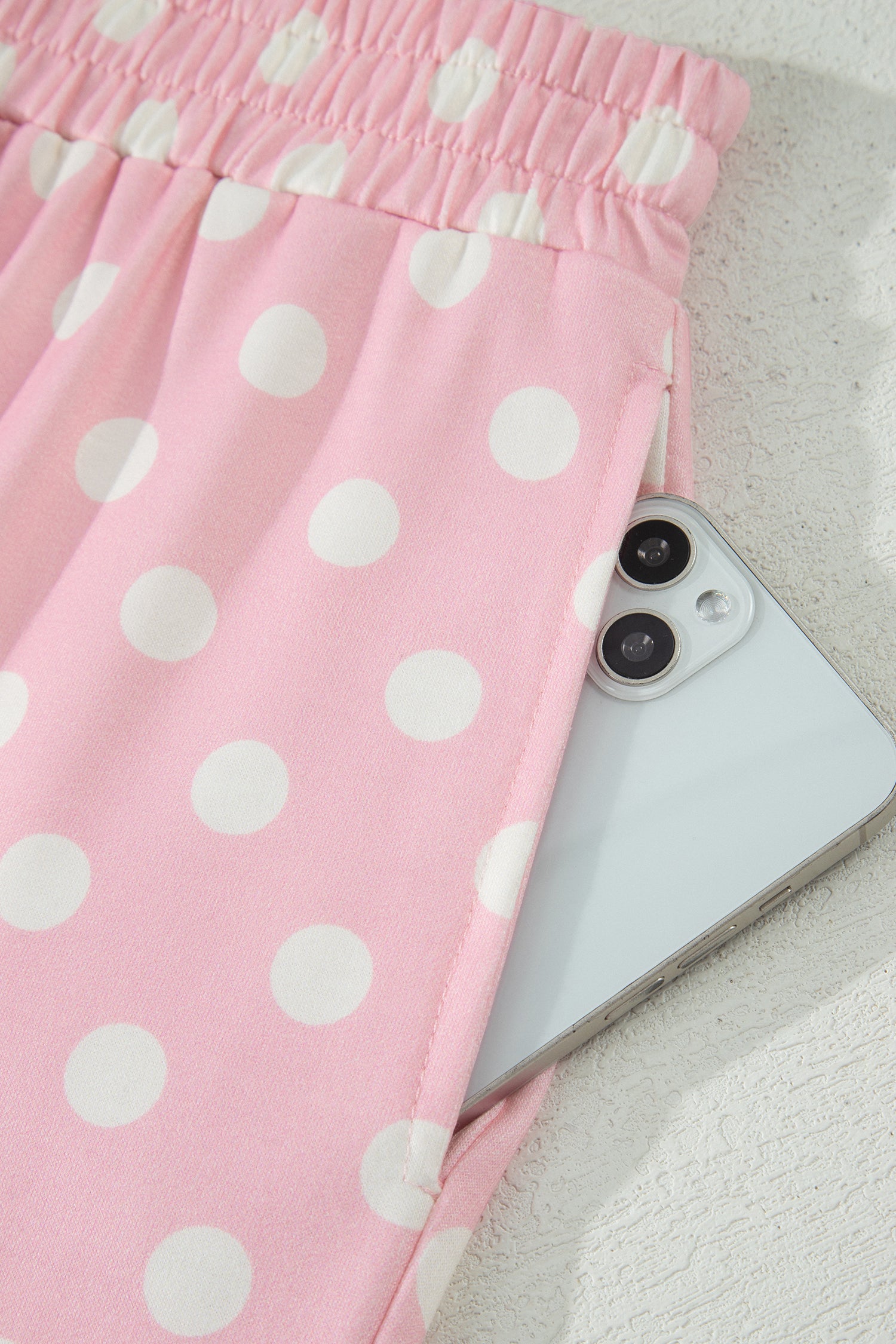 Shop Pink Polka Dot Mock Neck Short Sleeve Top & Shift Pant Co-ord Set S-XL at LivelyLooks