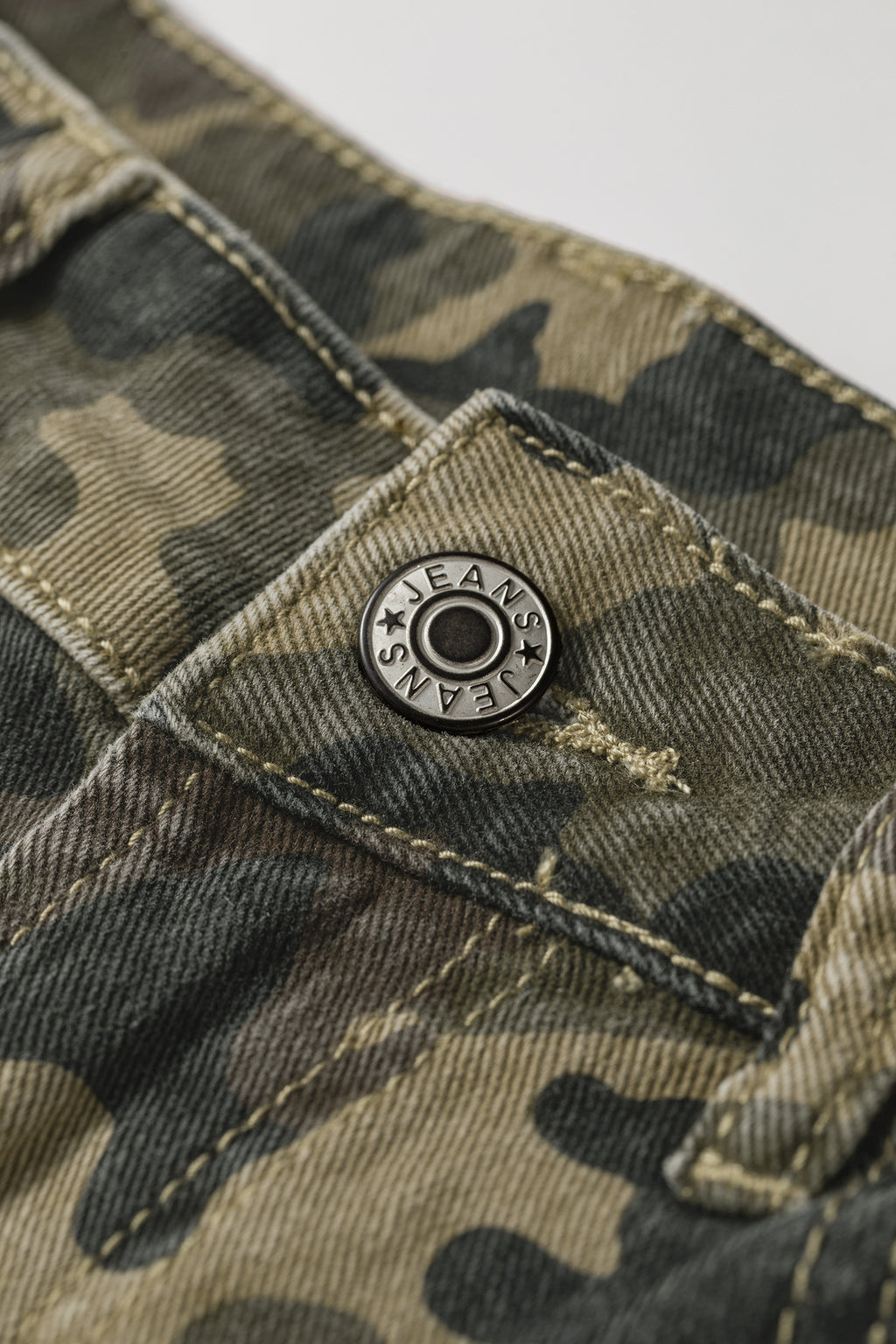 Green Camouflage High Rise Denim Shorts | UK Sizes 4-16