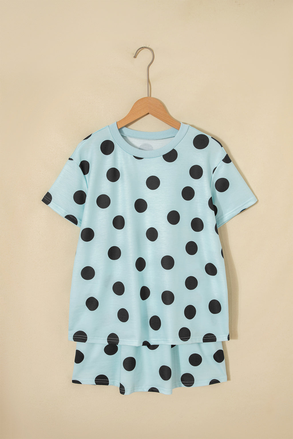 Polka Dot Short Sleeve Top & Casual Skort 2pcs Outfit | White, Pink & Sky Blue