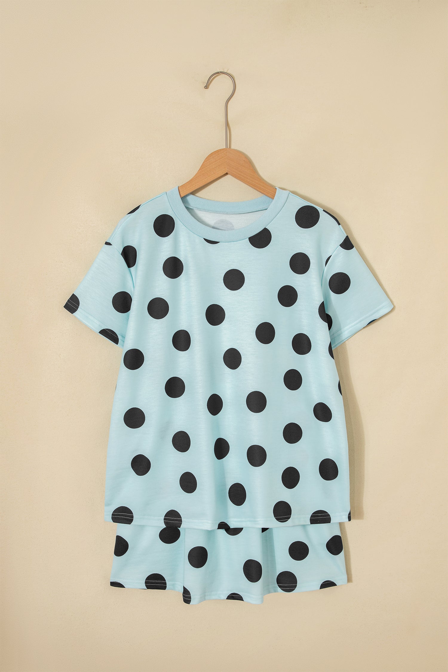 Polka Dot Short Sleeve Top & Casual Skort 2pcs Outfit | White, Pink & Sky Blue